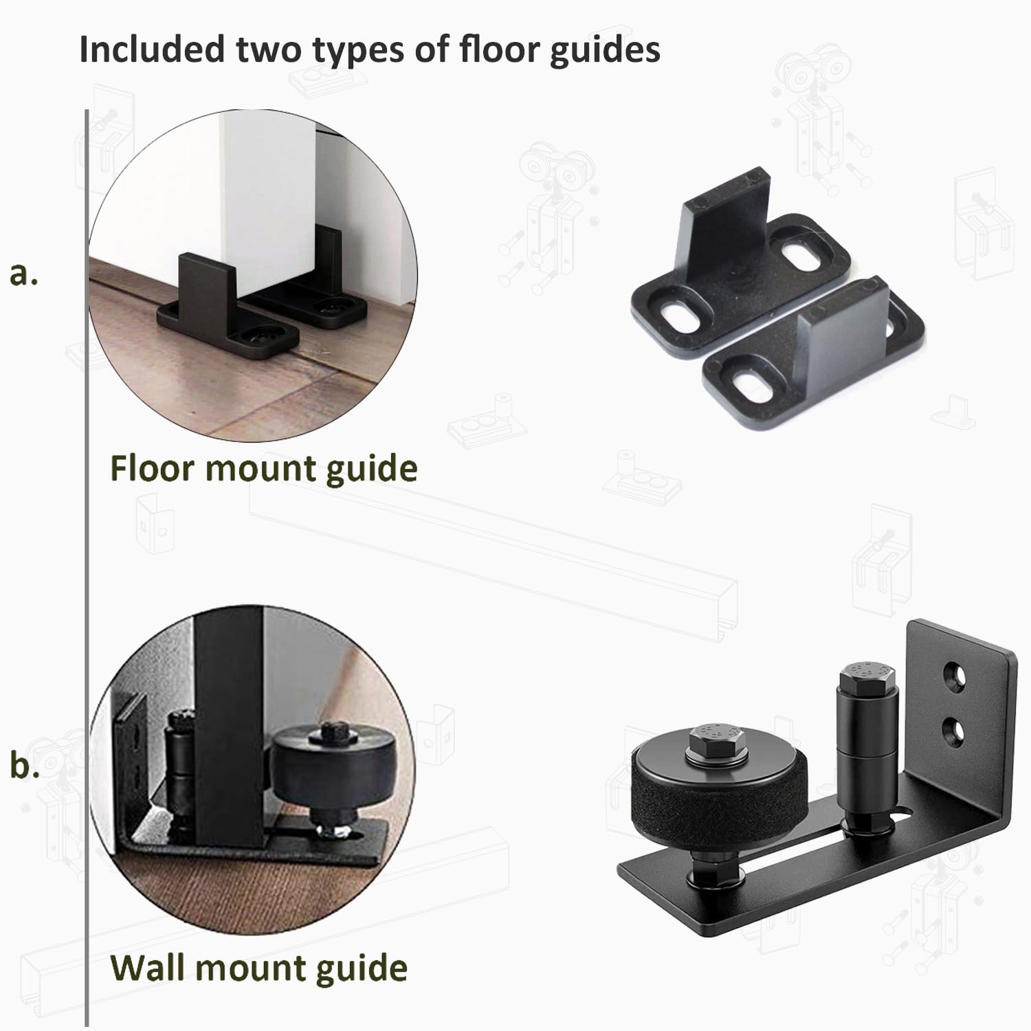 Heavy Duty 8FT Double Sliding Barn Door Hardware Kit - Wall Mount Track System for Exterior Doors (300lbs Max Load, Fits 24