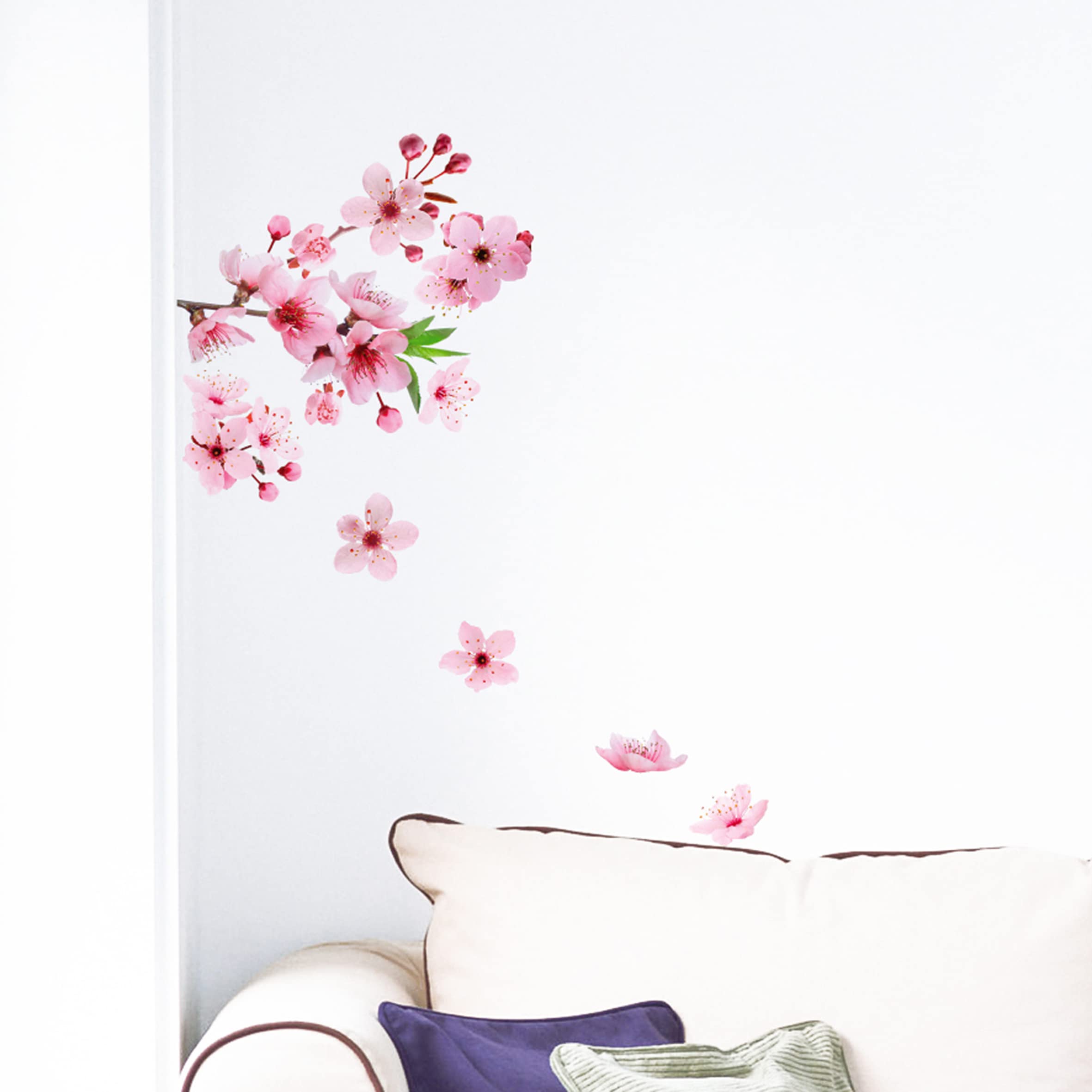 CR-54327 Cherry Blossom Wall Decal - Pink Floral Vinyl Sticker for Home Decor | Perfect for Bedroom, Nursery & Living Room Wall Art