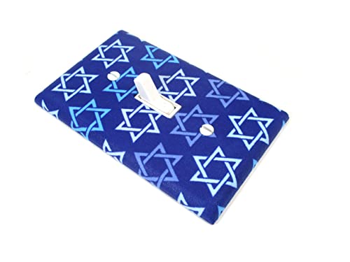 Hanukkah Holiday Decor Blue Star of David Stripe Light Switch Cover Plate - Jewish Judaica Home Decor for Kitchen, Bathroom, and Living Room