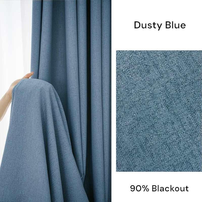 Agnes Textured Cotton Linen Blackout Curtains for Bedroom - Custom Size Thermal Insulated Drapes for Living Room & Nursery (96