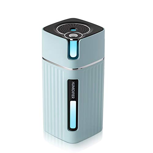 Lohugo 300ML Portable Mini Humidifier - Wood Grain Ultrasonic USB Air Diffuser with Color LED Light - Aromatherapy for Car, Home, Office & Bedroom (Blue) | Perfect for Dry Air Relief & Relaxation