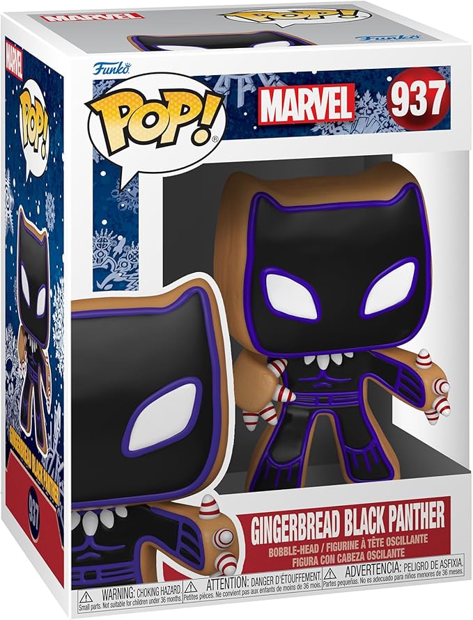 Black Panther Funko Pop Marvel Holiday 937 with Protector Case - Collectible Vinyl Figure for Marvel Fans, Christmas Gift & Display Decor