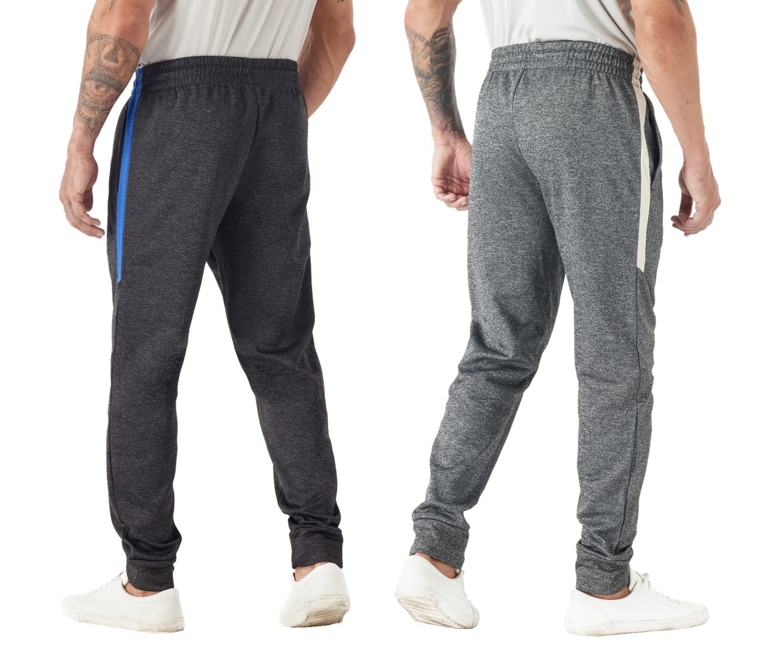 TEX2FIT 2-Pack Men's Fleece Jogger Pants with Side Pockets - Soft Active Running Sweatpants for Workout & Lounge (Black, 2-Piece Set) - Perfect for Gym, Yoga, Travel & Casual Wear