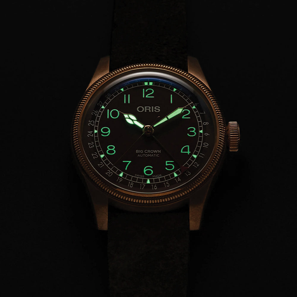 Big Crown Bronze Pointer Date 40mm Men's Watch - Brown Leather Strap - Vintage Automatic Diver Watch for Men - Perfect for Diving, Swimming & Everyday Wear