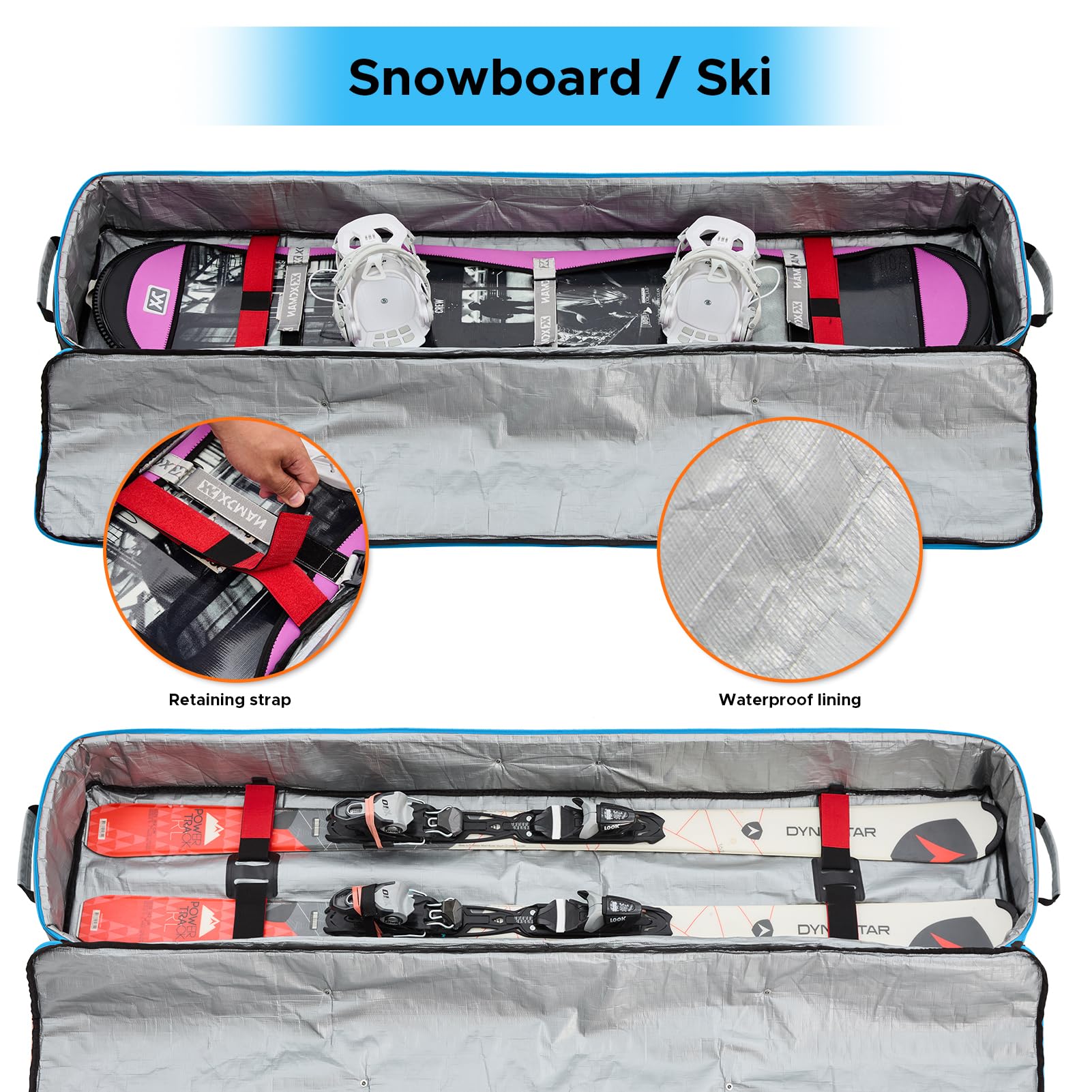 XCMAN Waterproof Padded Snowboard Travel Bag - Airline Approved Ski & Snowboarding Gear Carrier for Boots & Equipment | Perfect for Winter Vacations & Mountain Resorts