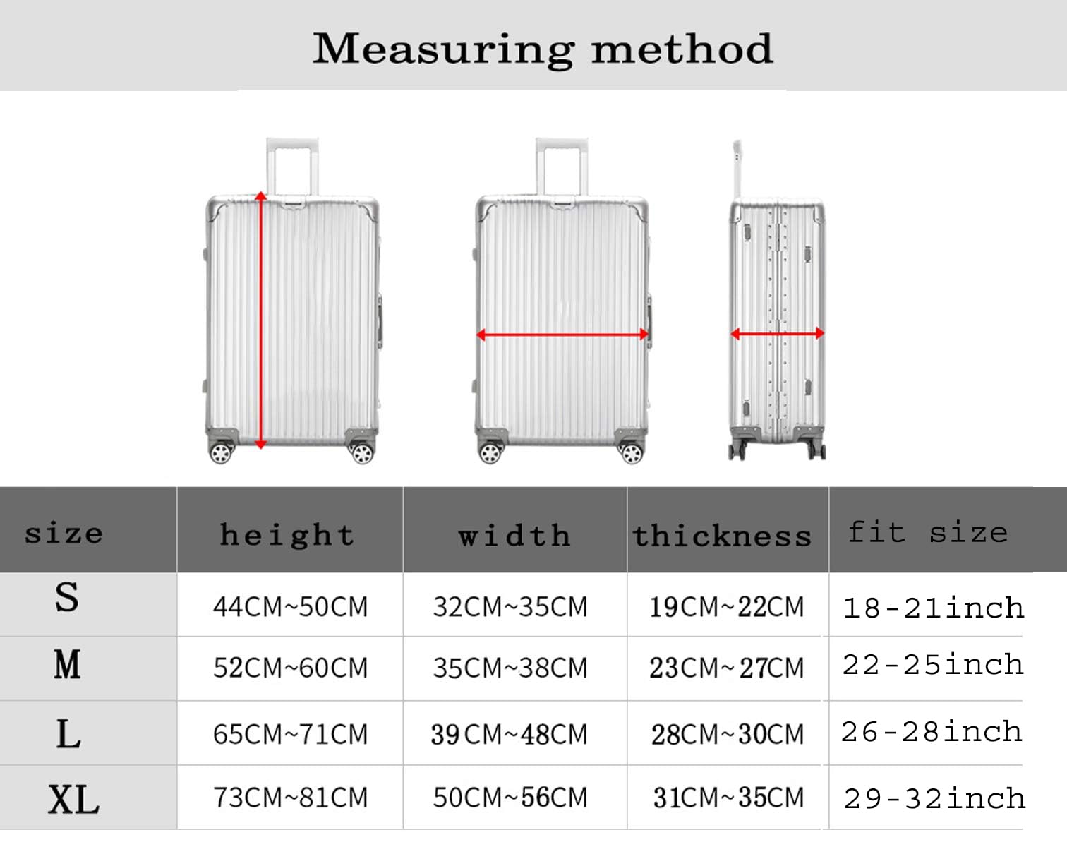 WUJIAONIAO Luggage Cover Protector for 18-32 Inch Suitcases - Waterproof & Scratch-Resistant Travel Accessory (Size S Fits 18-20 Inch) - Perfect for Airplane, Train & Bus Travel