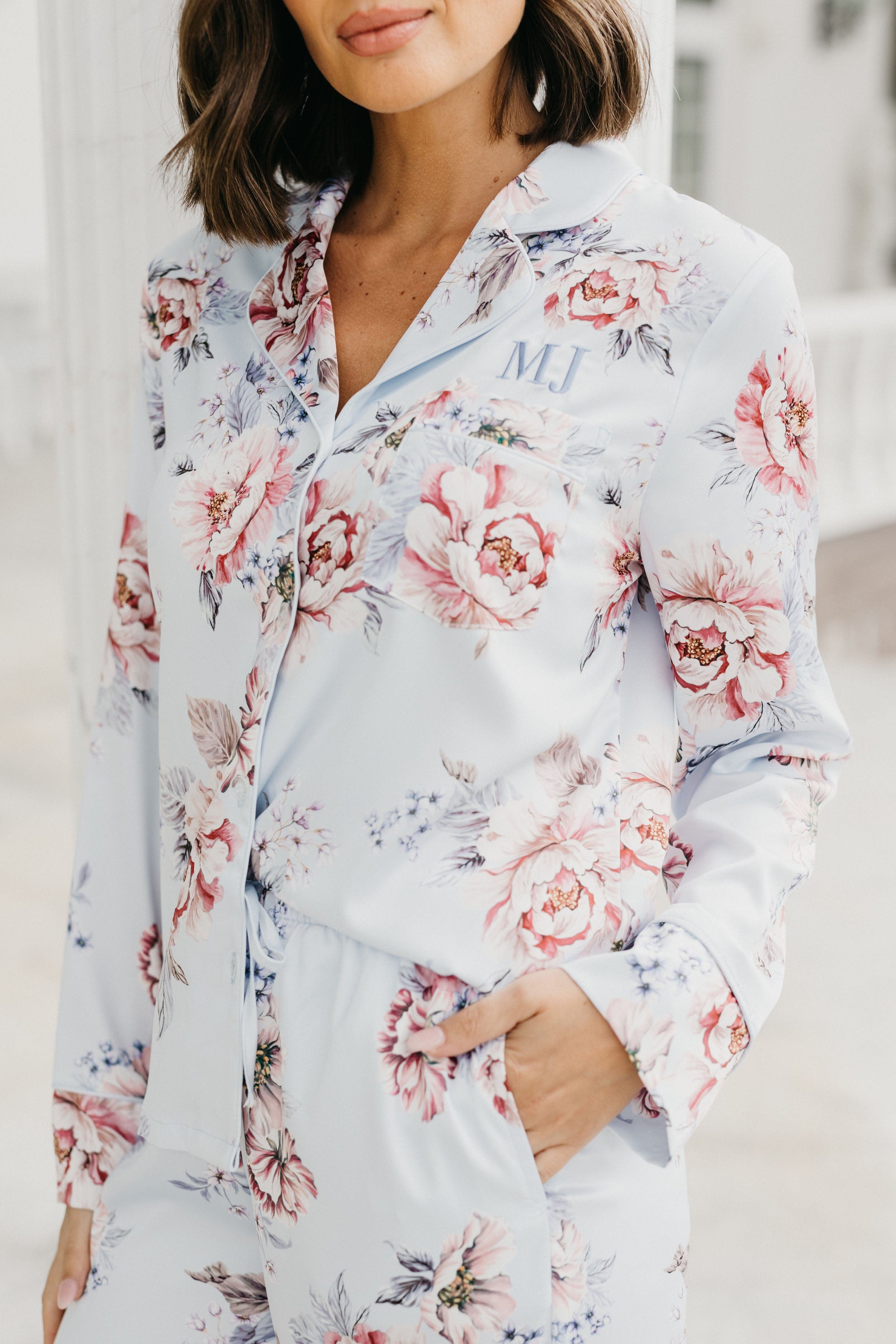 Christina Women's Veiled Rose Print Pajama Set - Soft & Comfortable Sleepwear for Lounge & Nighttime Relaxation