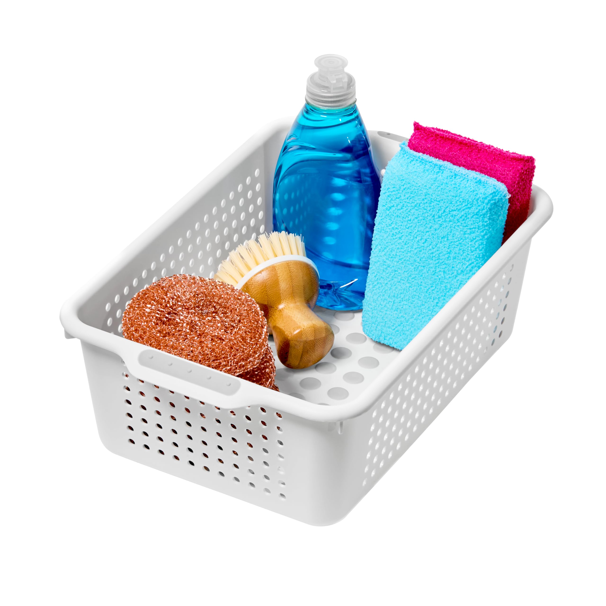 madesmart Classic Storage Basket - Small White Organizer for Cabinet, Closet, Pantry (12.1