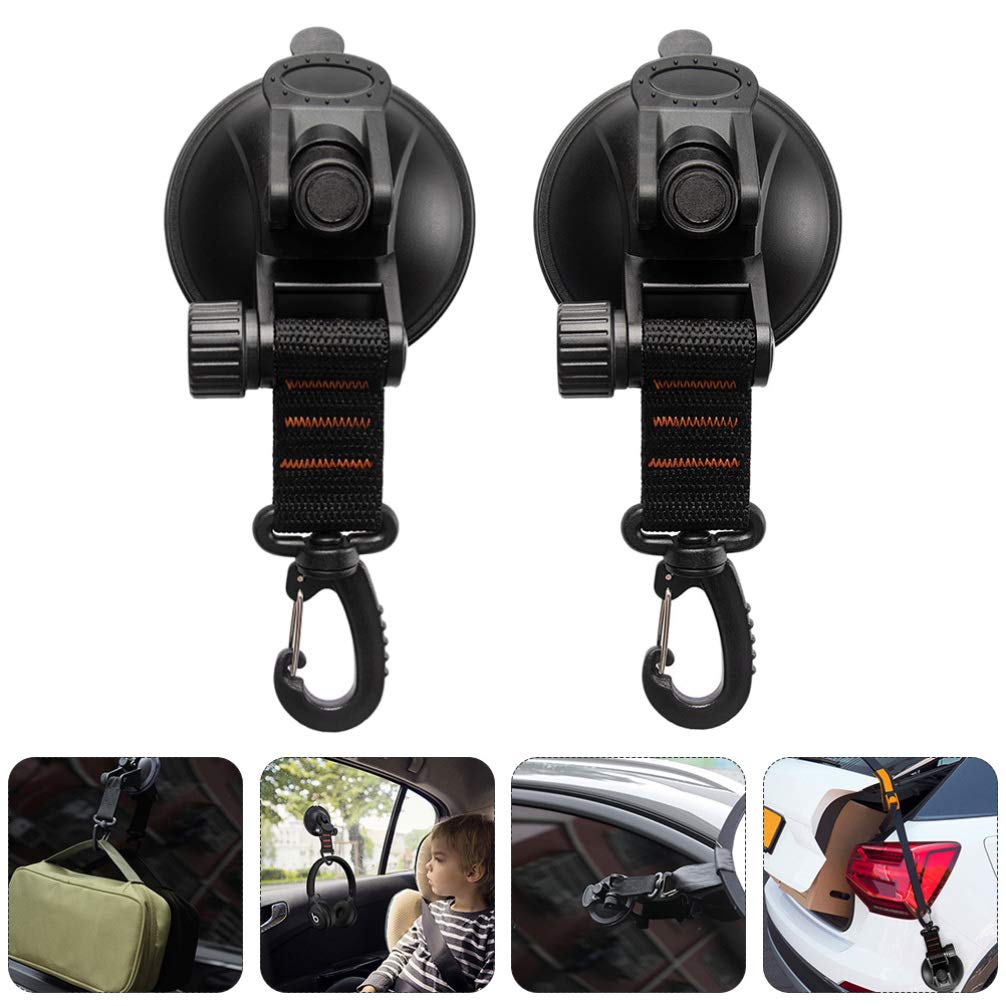 FAVOMOTO 2-Pack Portable Suction Cup Hooks for Camping, Travel & Outdoor - Heavy Duty Hanging Hooks for Toiletries, Side Awnings, Gear Organization in Tents, RVs & Home Use