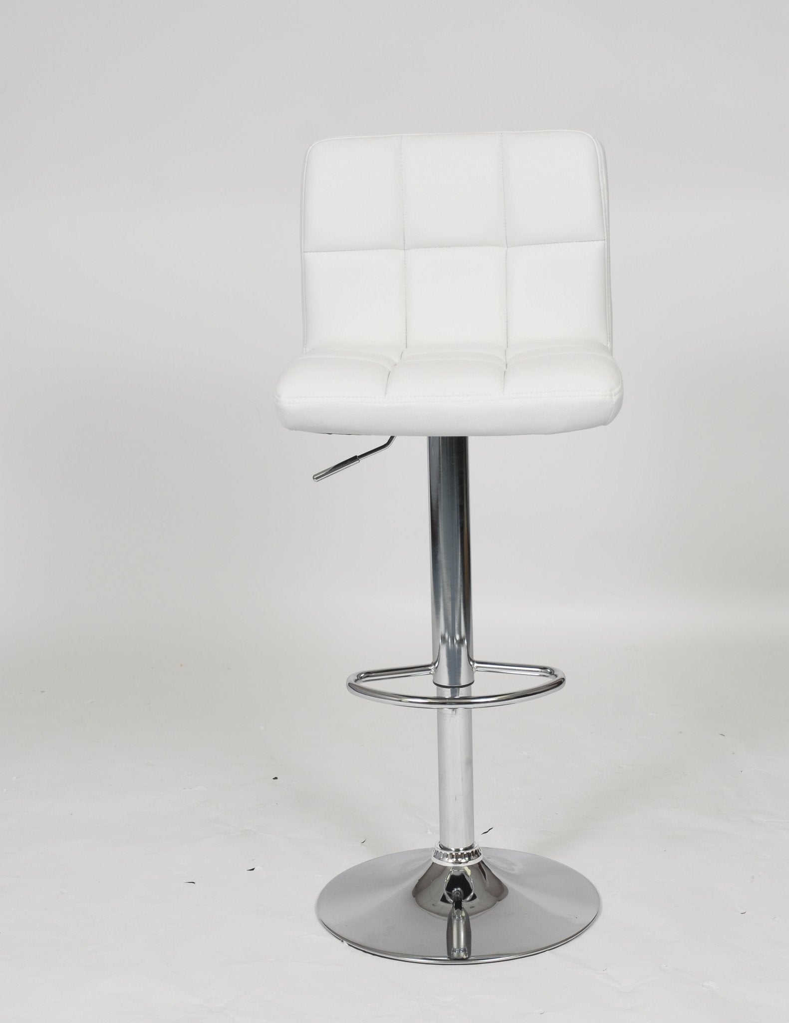 Premium PU Leather Modern Adjustable Hydraulic Swivel Bar Stools - Set of 2, White - Perfect for Kitchen Islands, Home Bars & Contemporary Dining Spaces