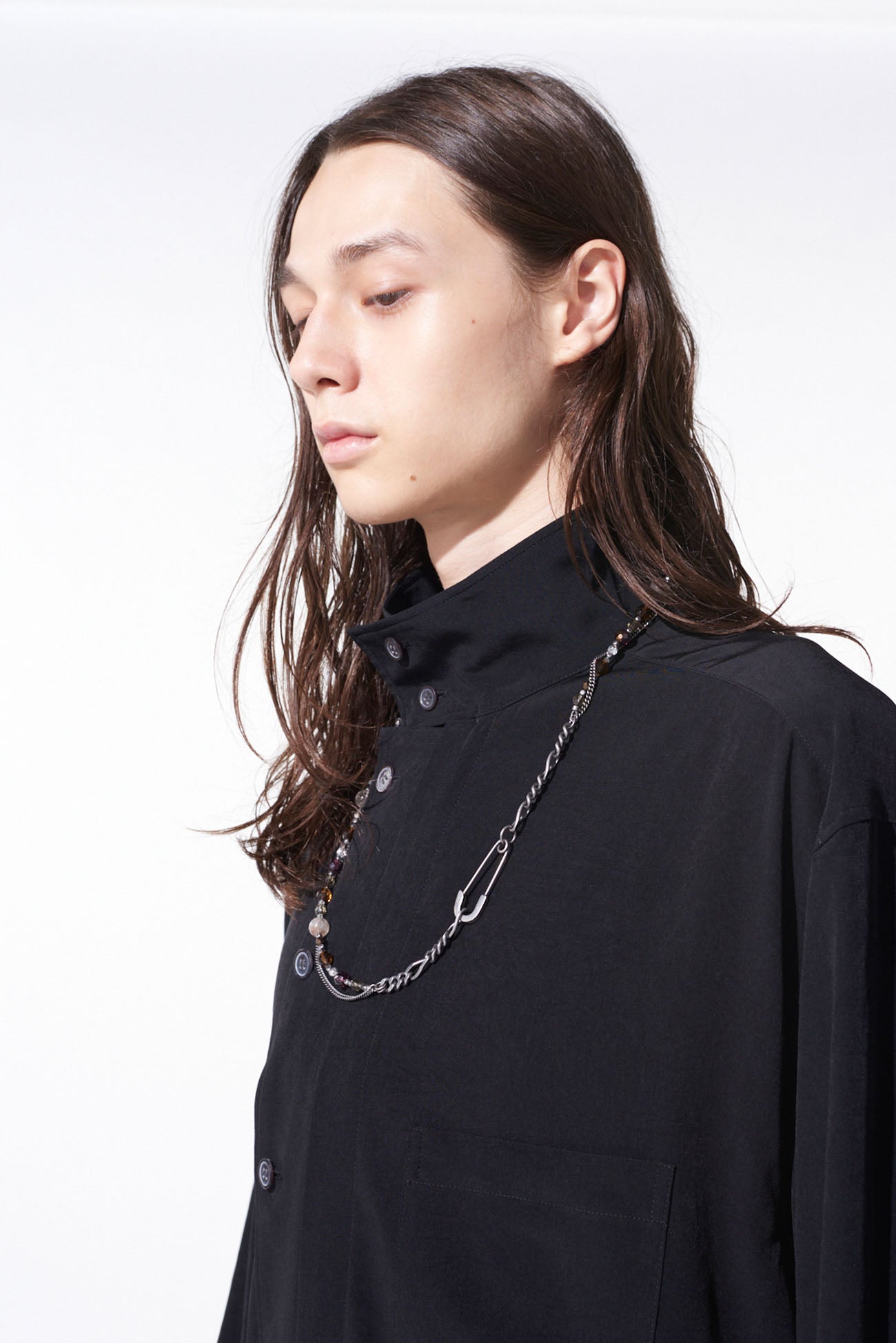 Elegant Crepe de Chine Stand Collar Shirt with Multi-Buttoned Sleeves | Women's Fashion Blouse for Work & Special Occasions