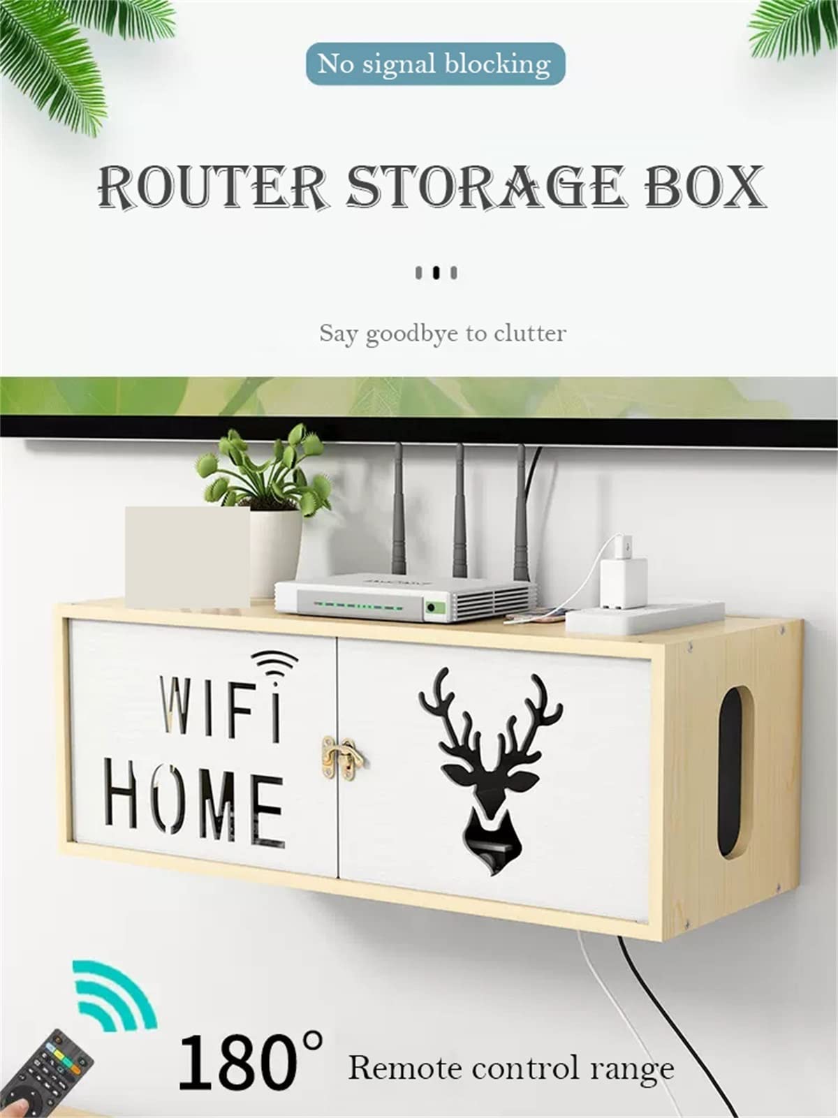 Wall-Mounted WiFi Router Storage Box with Cable Management - Decorative Cover for Hiding Wires, Modems & TV Set-Top Boxes - Perfect for Home & Office Organization