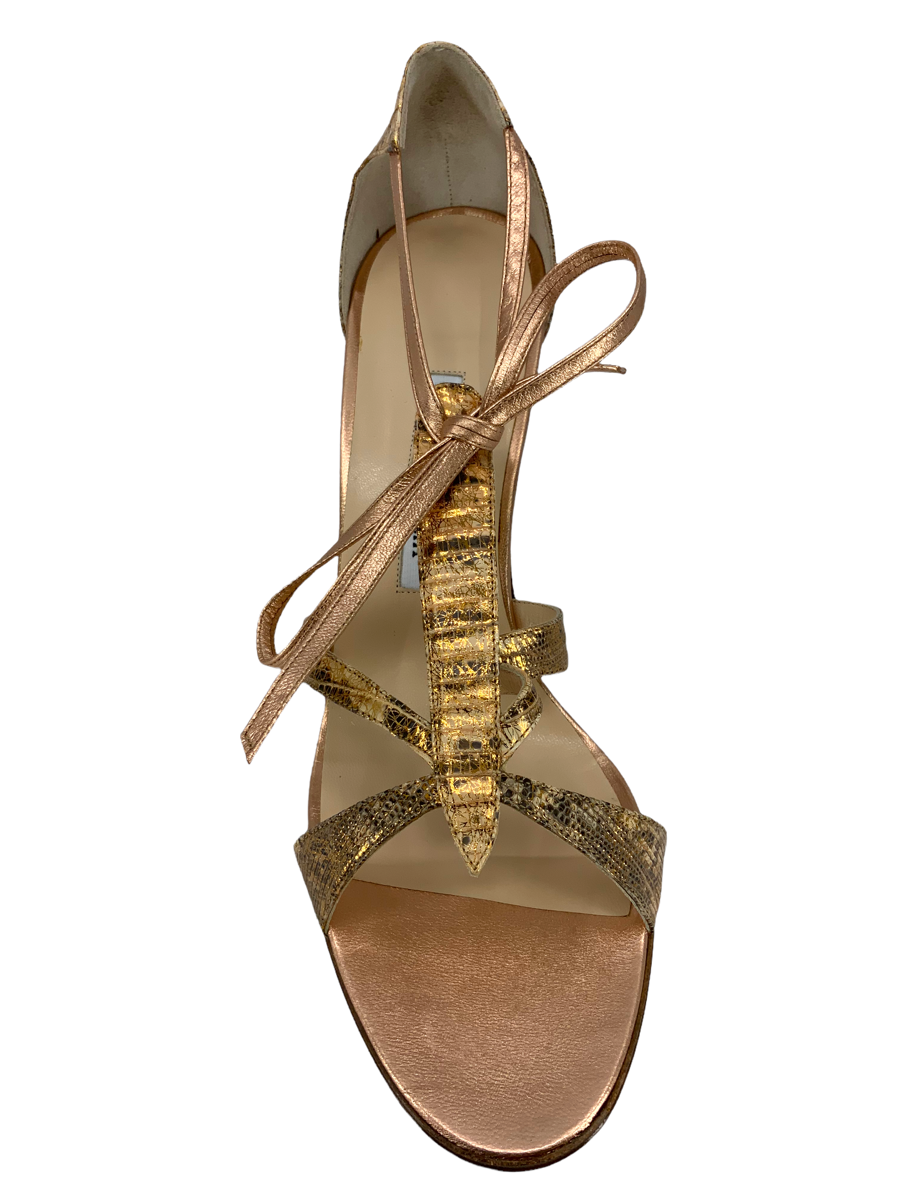 Manolo Blahnik Genuine Lizard Leather Strappy Heel Sandals Size 10.5 for Women | Luxury Designer High Heels for Parties, Weddings & Special Occasions