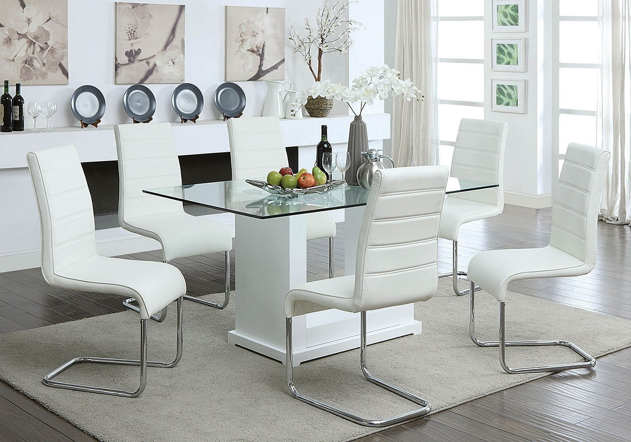 Modern White Faux Leather 2-Piece Side Chair Set - Metal Chrome Legs for Kitchen, Dining Room, Office & Living Room - Comfortable Seating for Home & Office Use