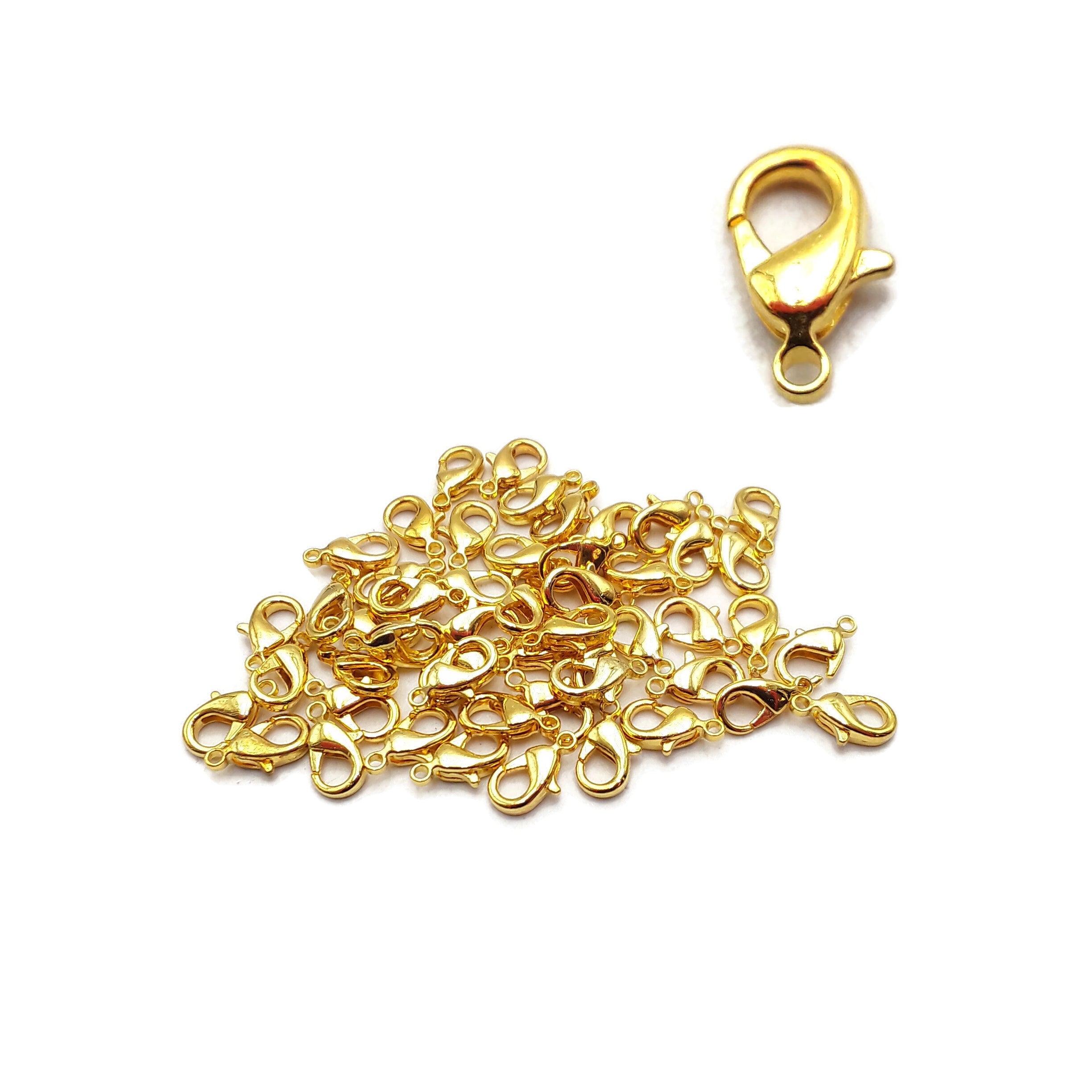 50pcs Gold Plated Lobster Claw Clasps 6x12mm - Jewelry Making Supplies for Necklaces, Bracelets & DIY Crafts - Bulk Pack