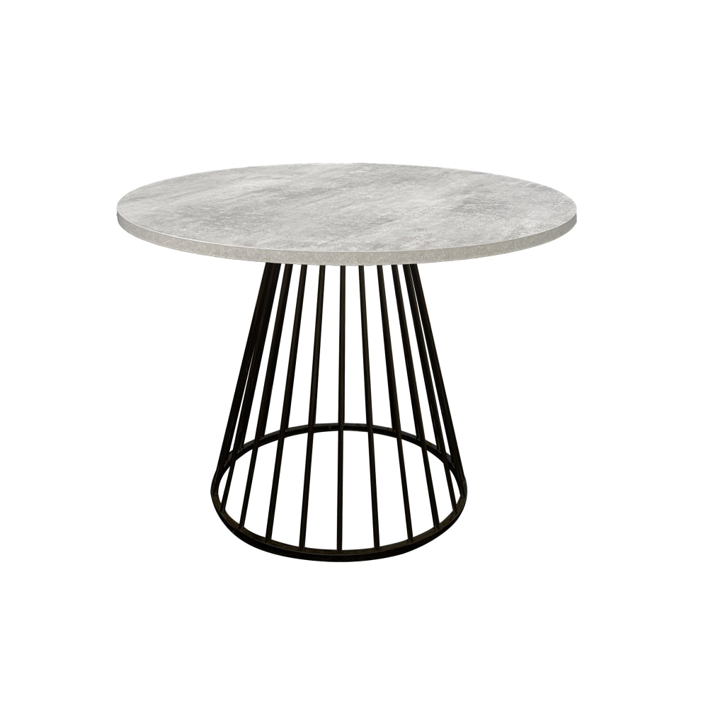 Matilda 5-Piece Round Dining Set - 110cm Faux Cement Table with 4 Grey Sonata Fabric Chairs | Modern Kitchen & Dining Room Furniture for Small Spaces