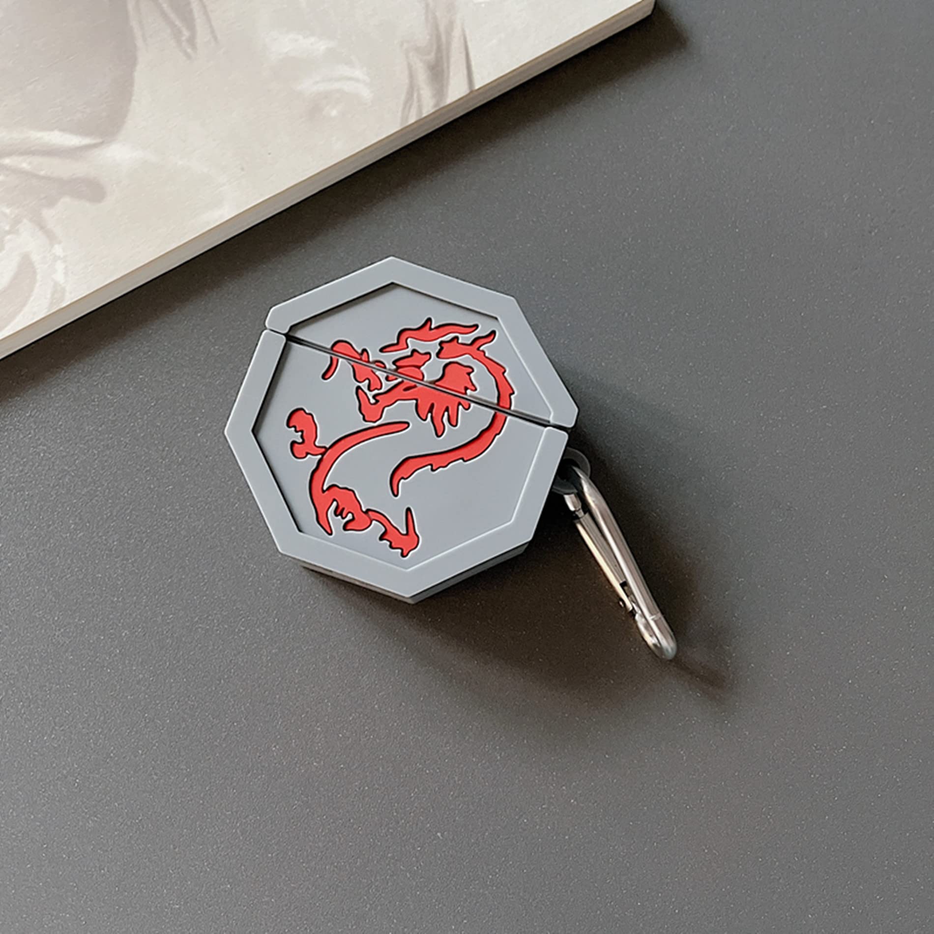 3D Cartoon Dragon Talisman AirPods Pro Case - PVC Silicone Protective Cover with Hook for AirPods Pro 1/2/3 - Inspired by Jackie Chan Adventures - Perfect for Travel, Gym & Daily Use