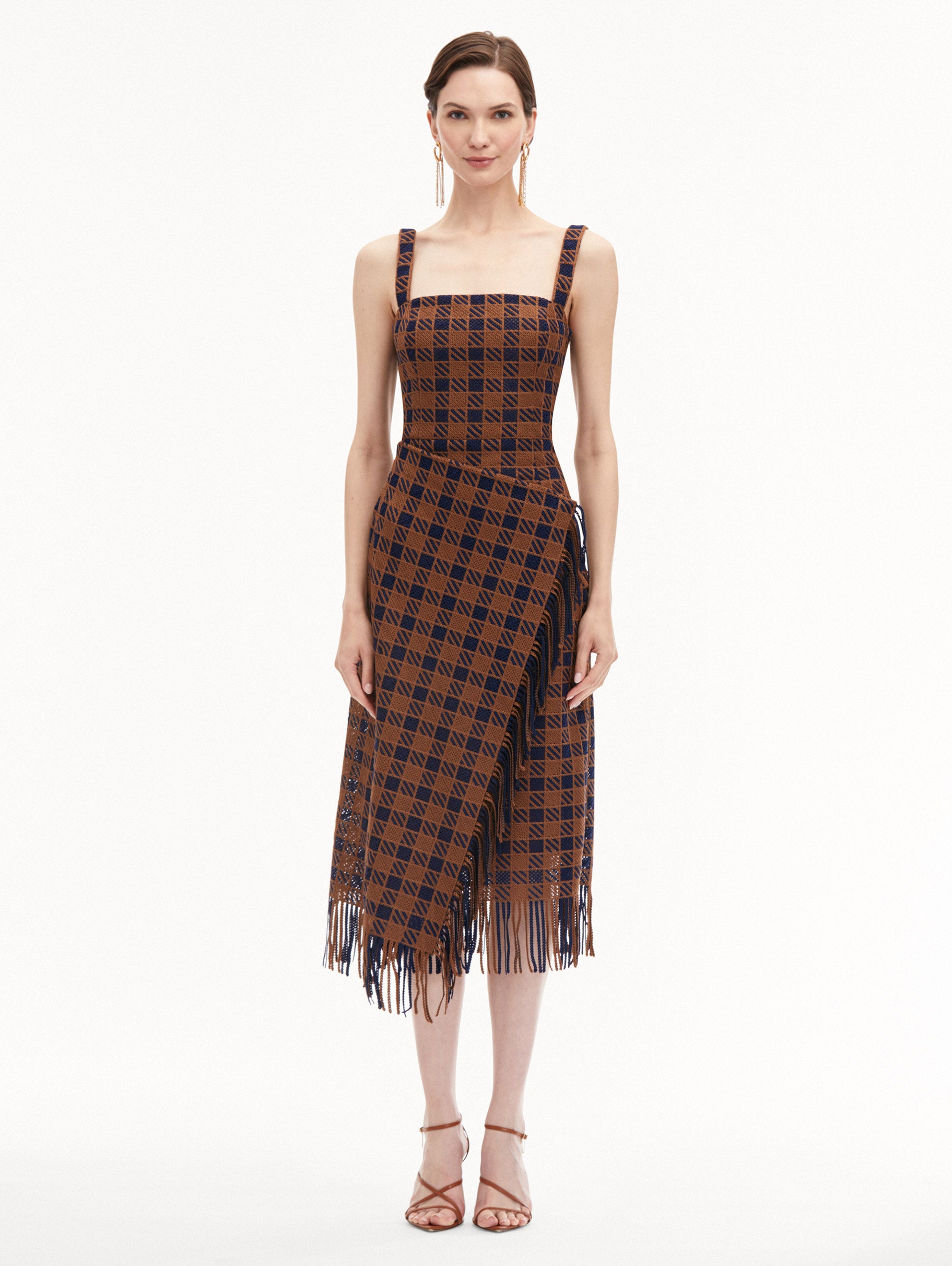 Elegant Check Fringe Guipure Lace Dress for Women - Perfect for Cocktail Parties, Weddings & Special Occasions