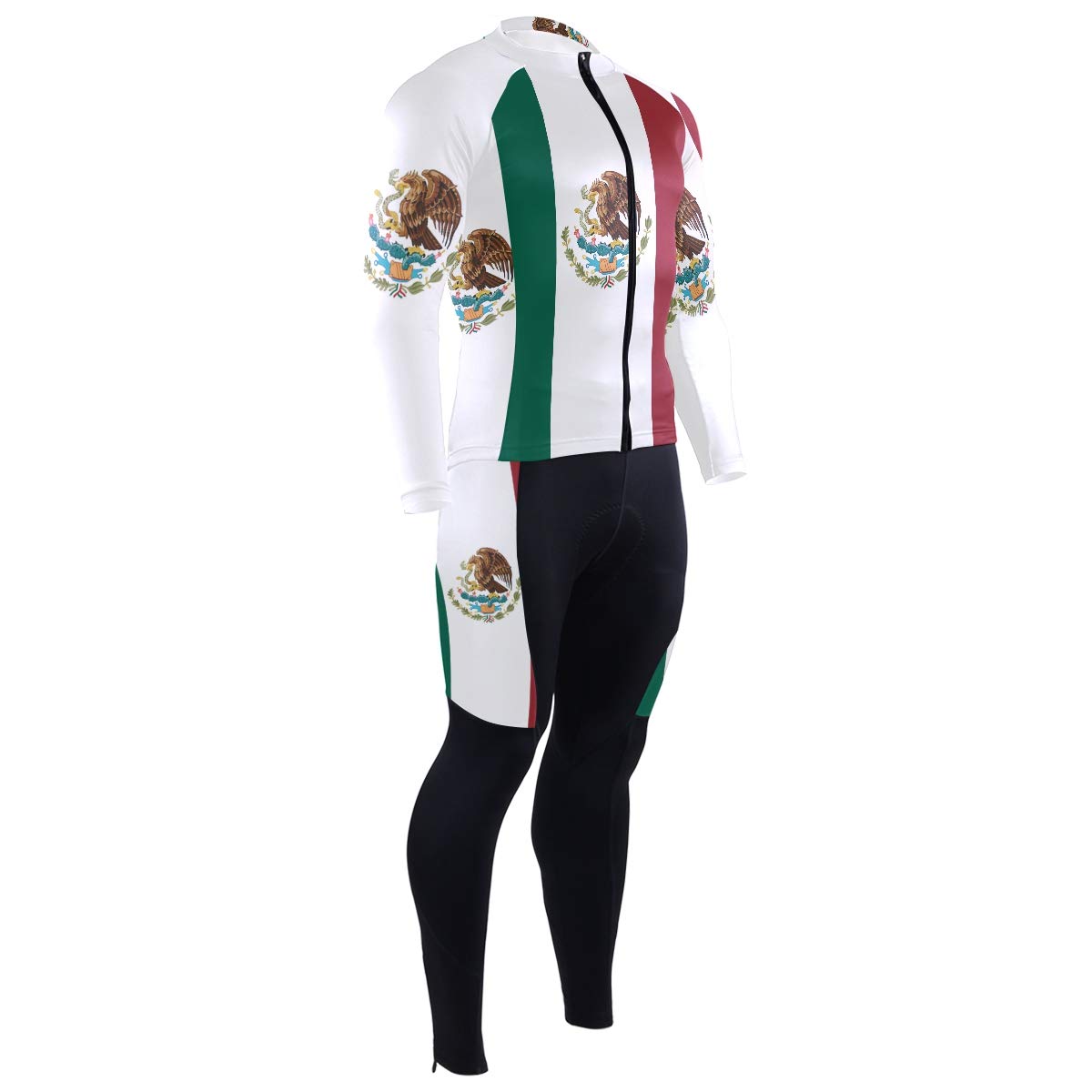 Oklahoma State Flag Men's Cycling Jersey & Padded Bike Pants Set - Long Sleeve Full Zip Quick-Dry Bicycle Clothing for Road & Mountain Biking