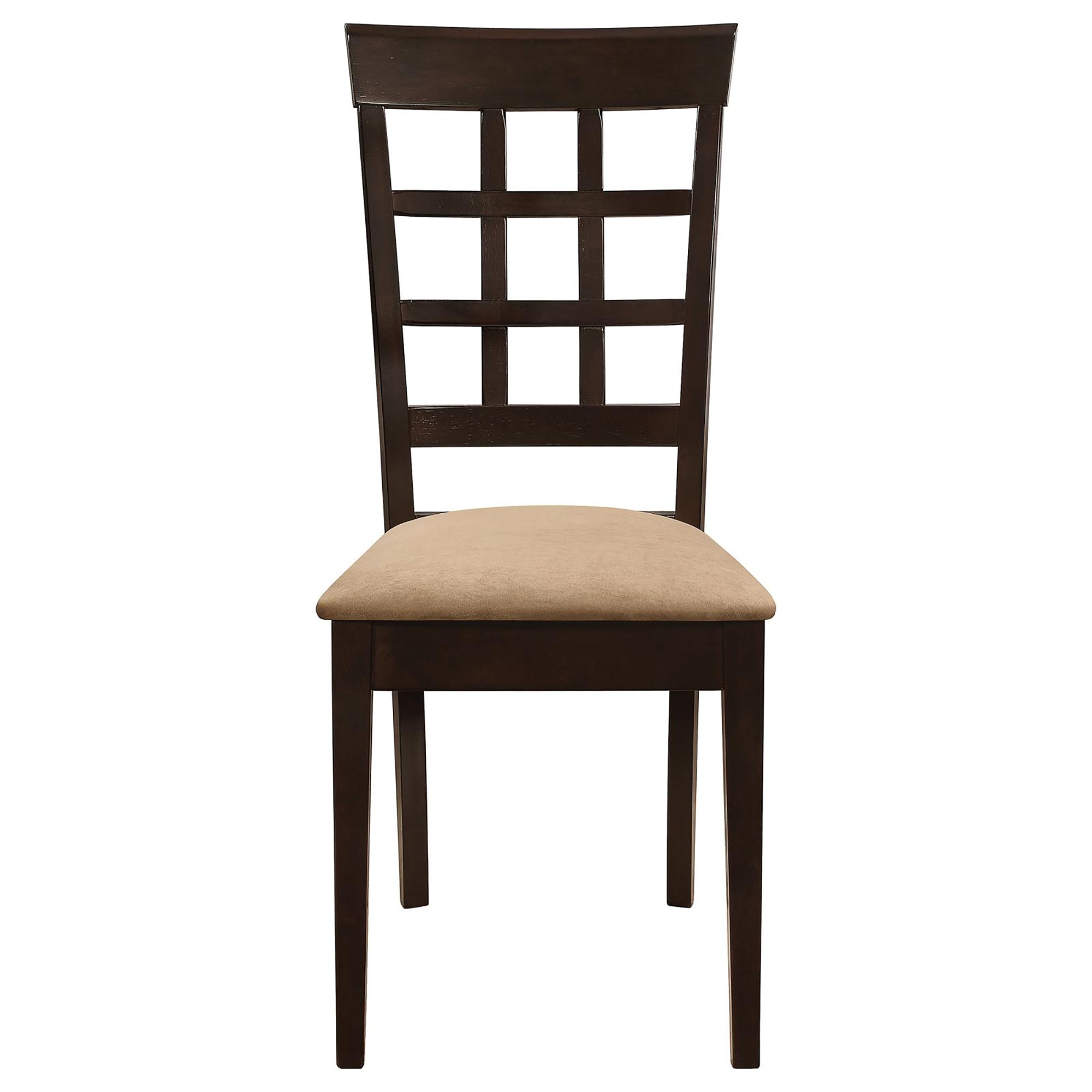 Modern Cappuccino & Beige Lattice Back Dining Chairs (Set of 2) - Stylish Kitchen & Dining Room Furniture for Home Decor, Restaurant, Cafe, and Office Use