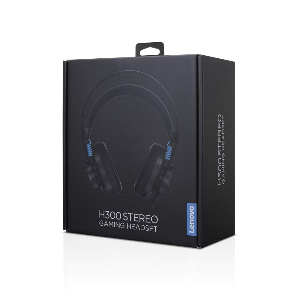Lenovo Legion H300 Stereo Gaming Headset with Noise-Cancelling Mic - Memory Foam & PU Leather Earcups, Adjustable Steel Headband - Compatible with PC, PS4, Xbox One, Nintendo Switch & Mac (Black) - Perfect for Competitive Gaming, Streaming & Long Sessions