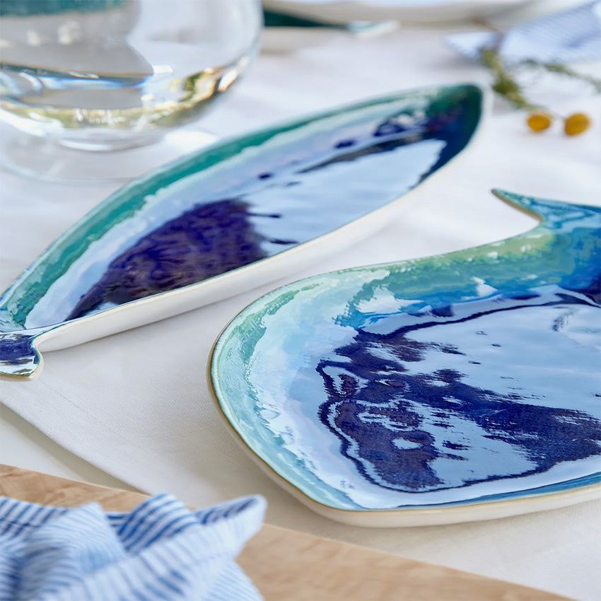 Casafina Dori Cavala Platter - Atlantic Blue Ceramic Serving Tray for Dining, Entertaining & Home Decor | Perfect for Parties, Appetizers & Display