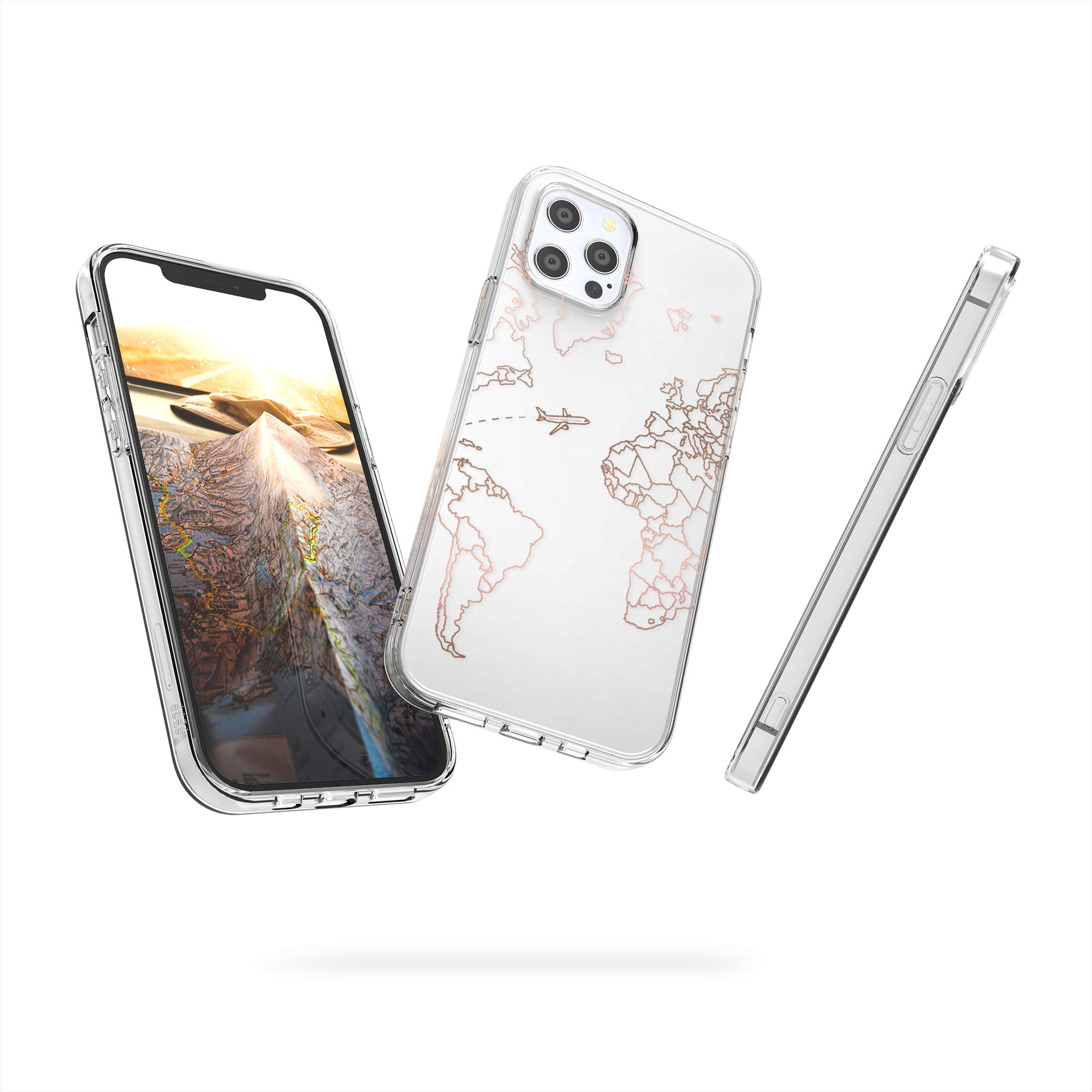 kwmobile TPU Case for Apple iPhone 12 & iPhone 12 Pro - Shockproof Slim Protective Phone Cover - Rose Gold/Transparent - Perfect for Travel, Work & Everyday Use