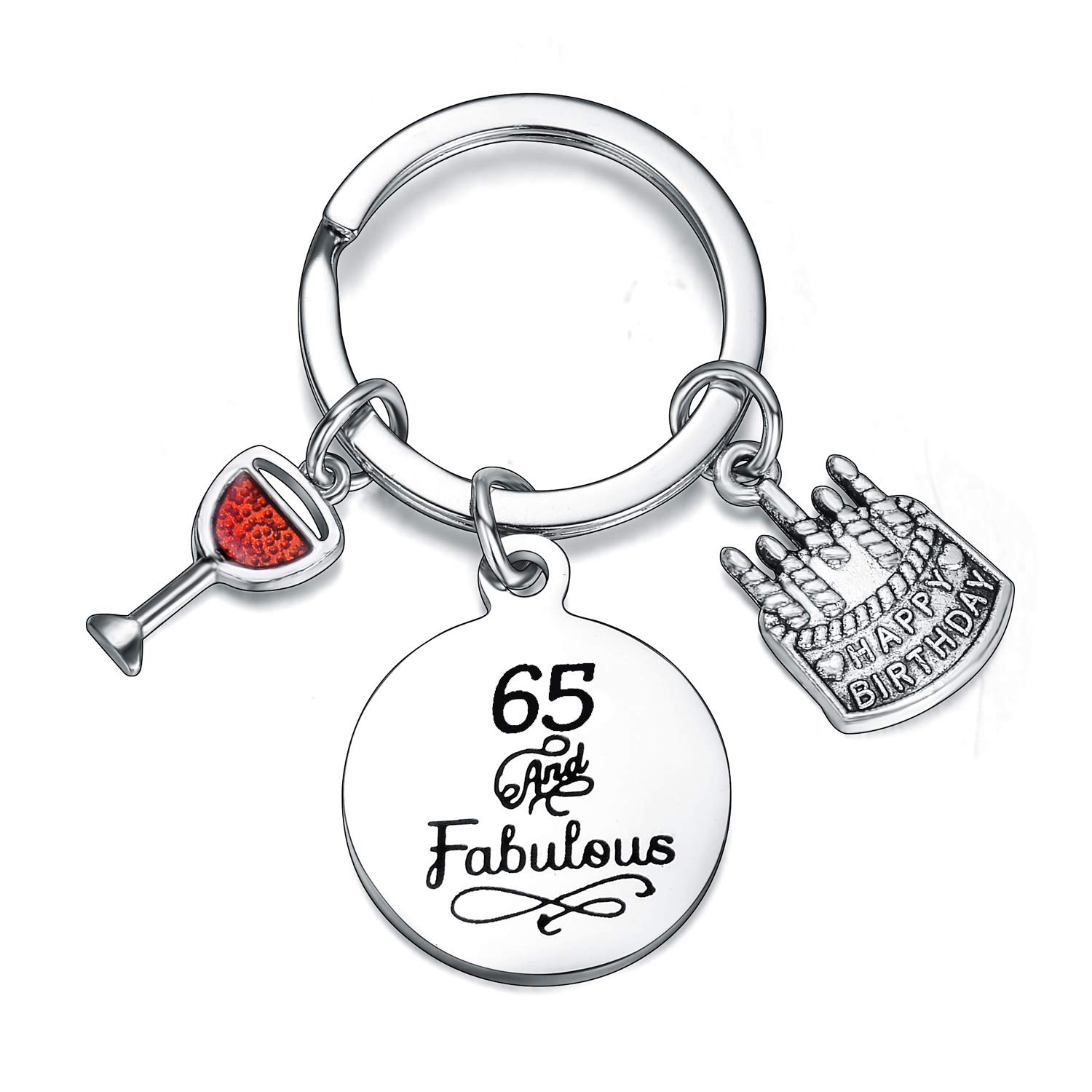 65th Birthday Keychain Gift for Women, Men, Kids & Friends - Personalized Dog Tag Charm with Engraved Message - Perfect for Anniversary, Friendship Day & Special Occasions