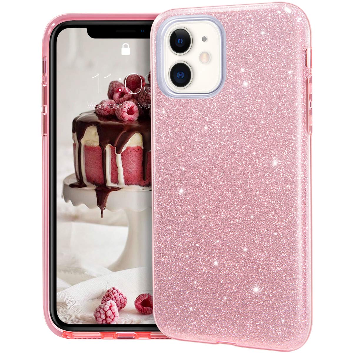MATEPROX Bling Sparkle Cute Protective Case for iPhone 11 (6.1 Inch) - Pink Glitter Phone Cover for Women & Girls | Durable Shockproof Design for Everyday Use, Parties & Special Occasions