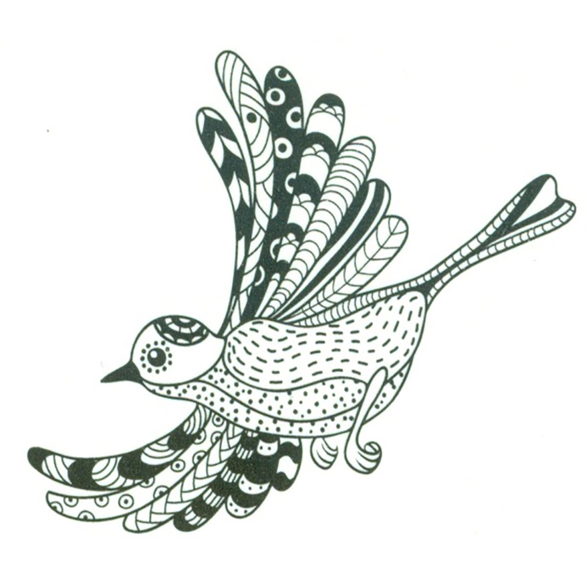 Ecstasy Crafts Zen Tangle Bird in Flight Clear Stamps for Card Making, Scrapbooking & DIY Crafts - Relaxing Art Therapy & Creative Journaling Supplies
