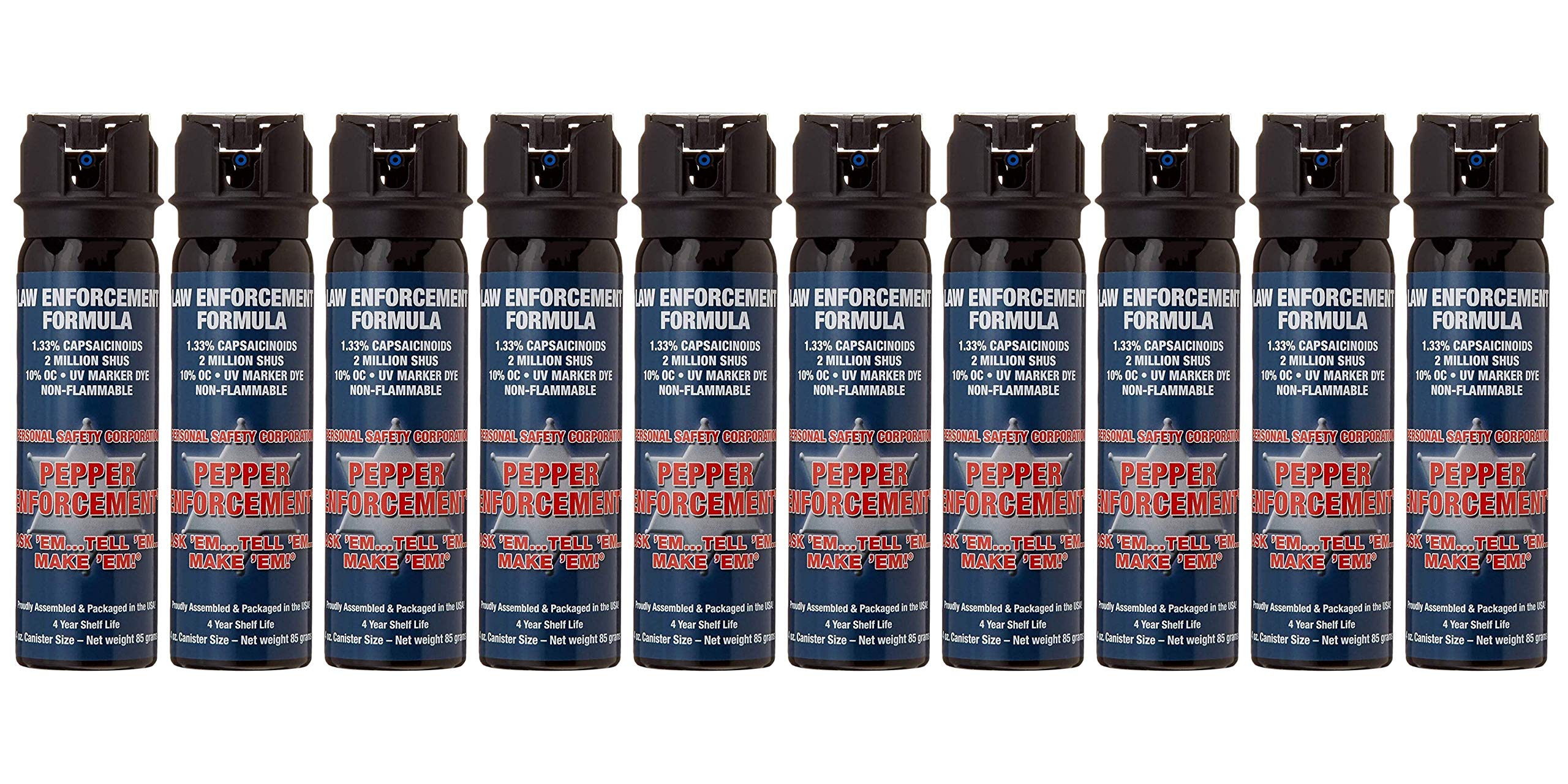 PE1110M-FT Maximum Strength 10% OC Police Grade Pepper Spray - Non-Lethal Self Defense for Personal Protection & Home Security - Compact & Easy to Carry for Jogging, Hiking & Night Safety