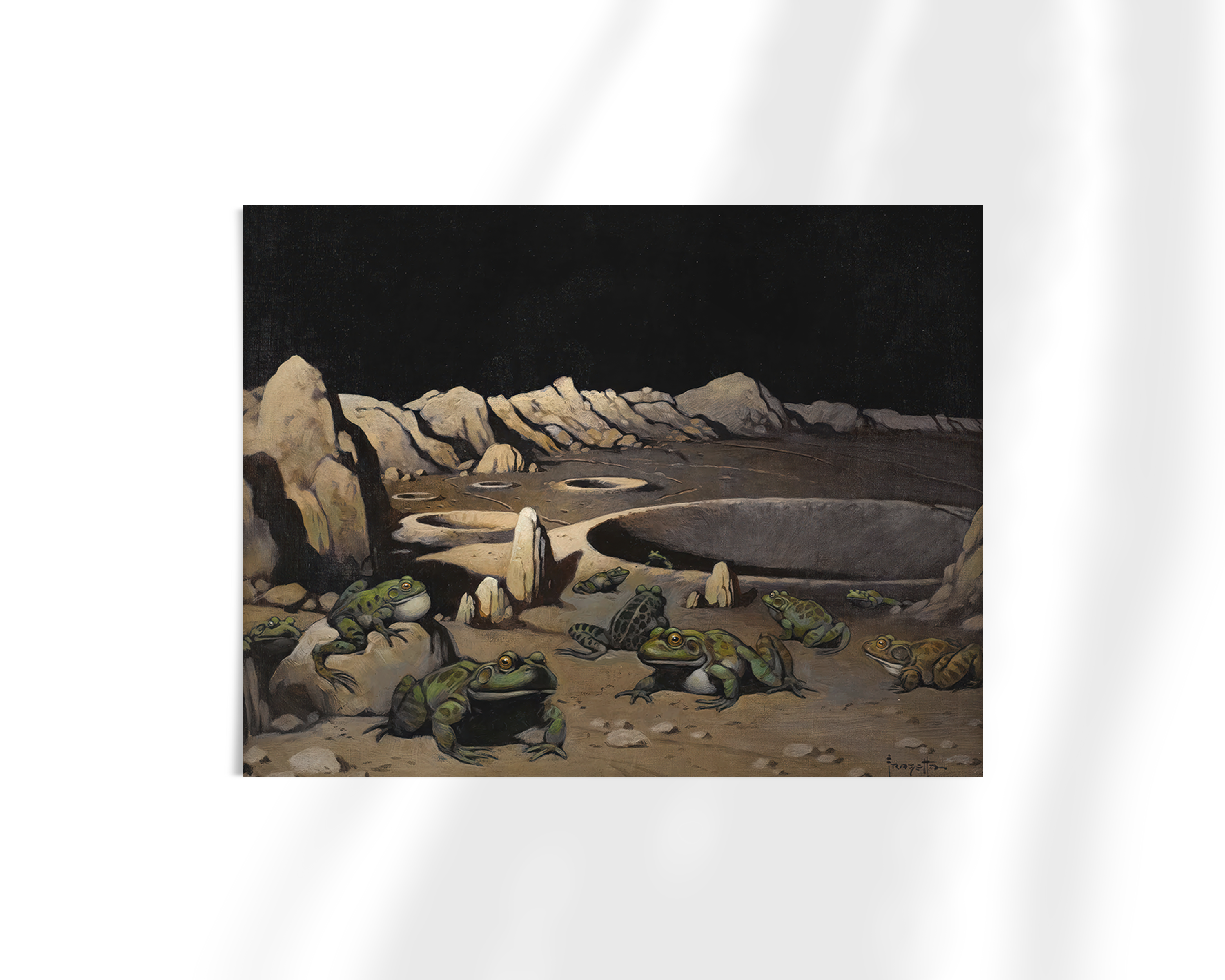 Frogs on the Moon Fine Art Print - Whimsical Wall Decor for Nursery, Bedroom & Office | Unique Gift for Art Lovers