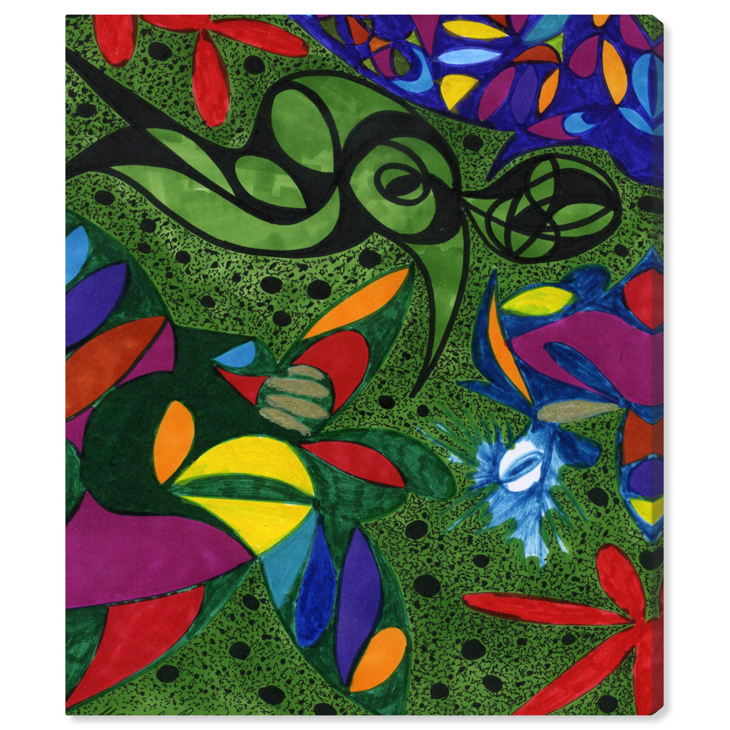 Oliver Gal Artist Co. 'Beneath The Mangroves' Abstract Canvas Wall Art Print - 20x24 Inches Green & Red Modern Home Decor - Perfect for Living Room, Bedroom or Office Decoration
