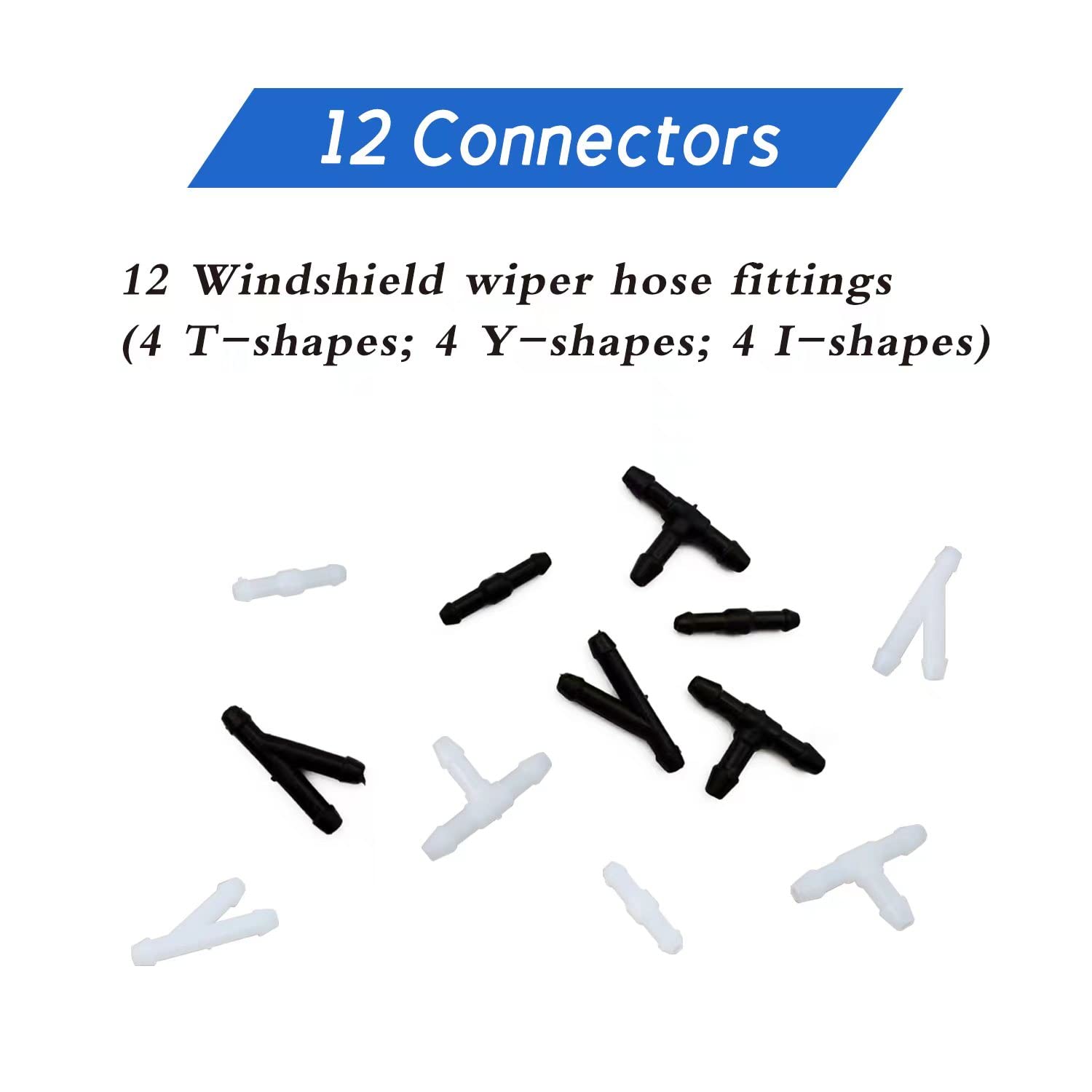 Windshield Washer Hose Kit - 4M Fluid Hose with 12 Connectors for Car Cleaning