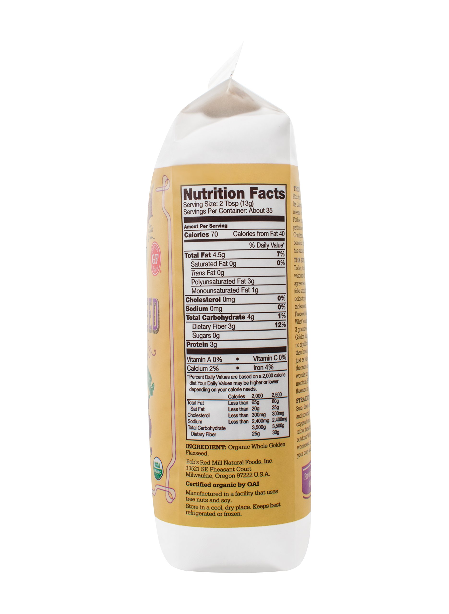 Organic Golden Flaxseed Meal by Bob's Red Mill - Gluten Free, Whole Ground, 16oz (453g) - Perfect for Baking, Smoothies & Healthy Recipes