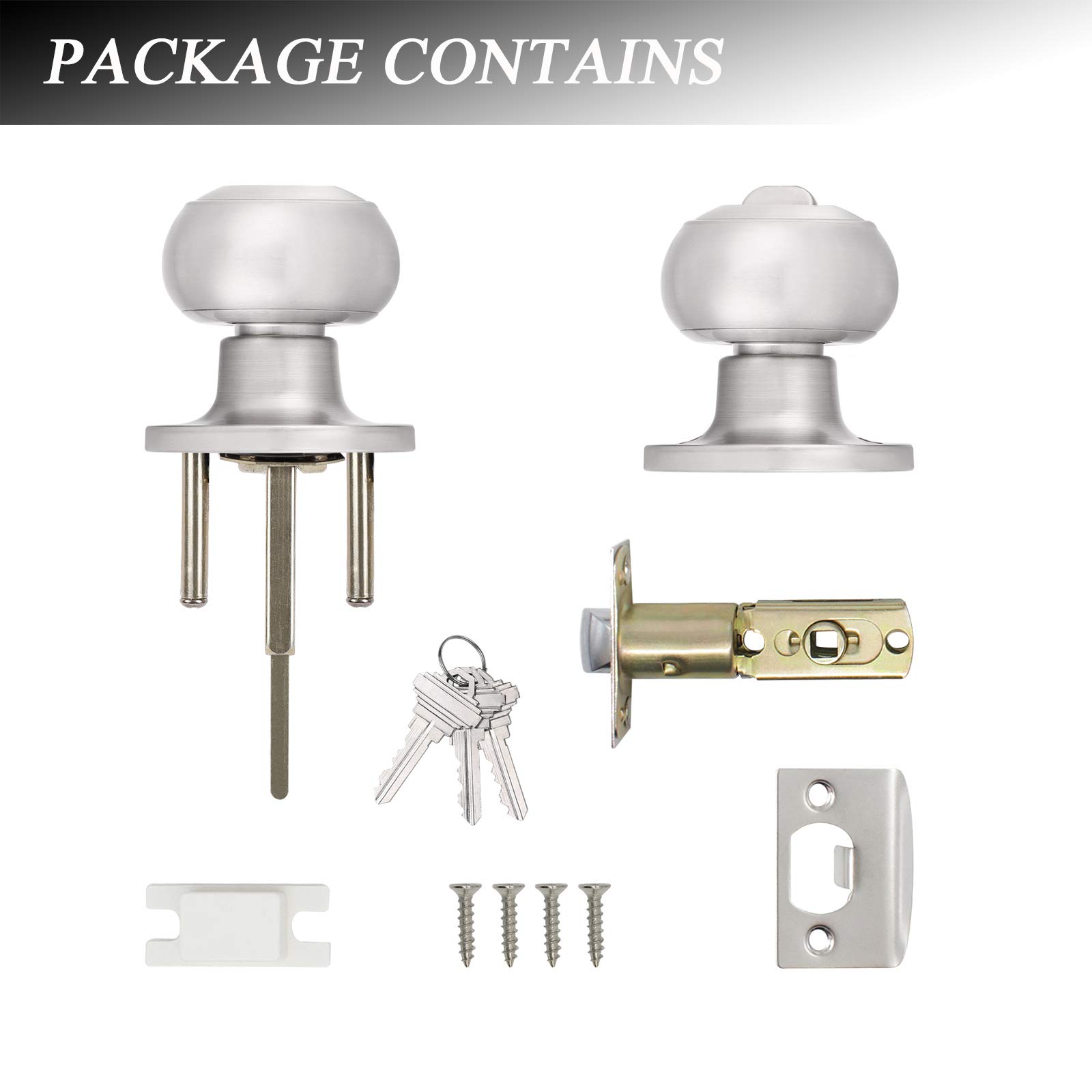 Probrico 10-Pack Keyed Alike Entry Door Knobs - Satin Nickel Finish Locking Door Handles with 3 Combination Keys | Secure Office & Front Door Locks for Home & Business Security