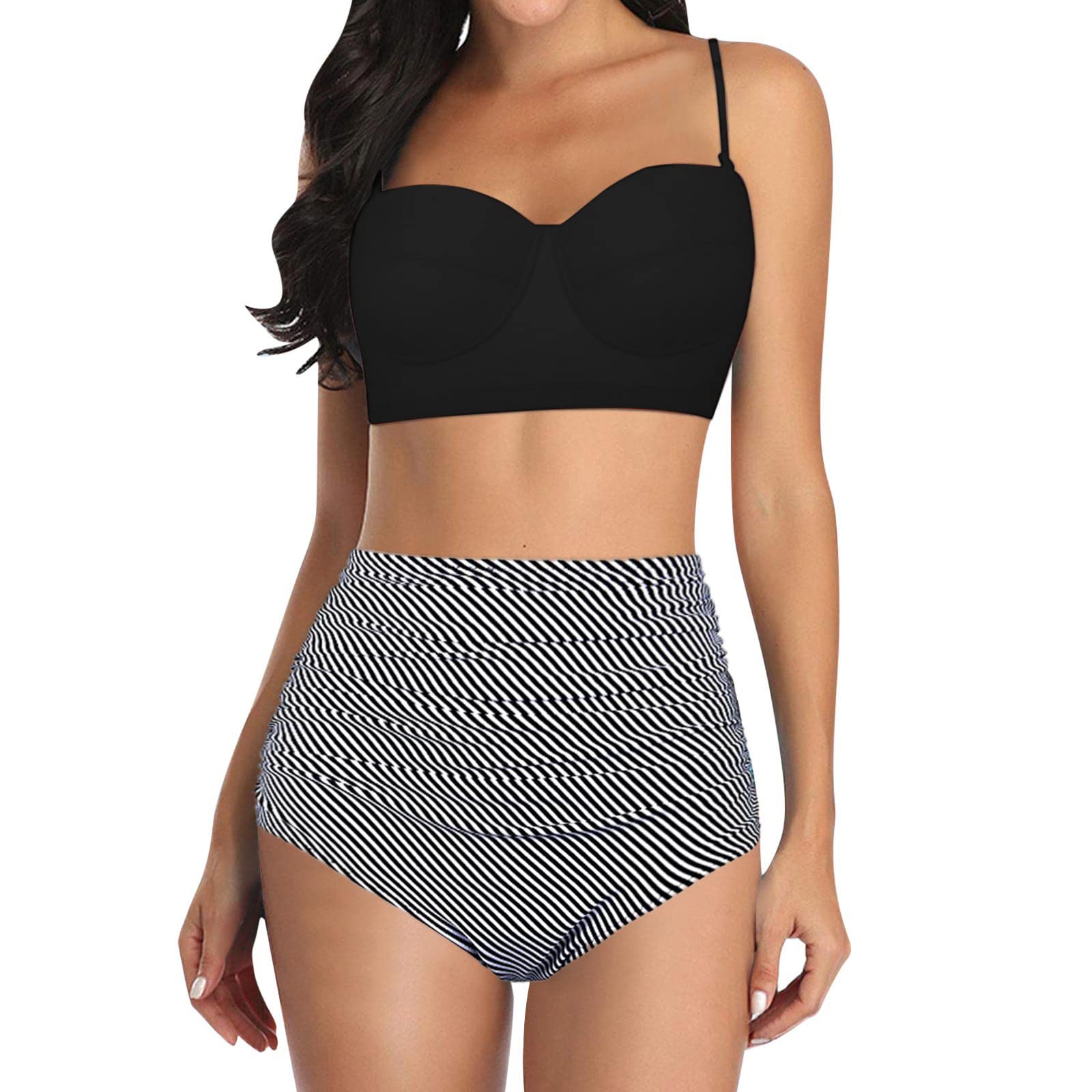 Push Up Bikini Set - High Waisted V Neck Swimwear for Women