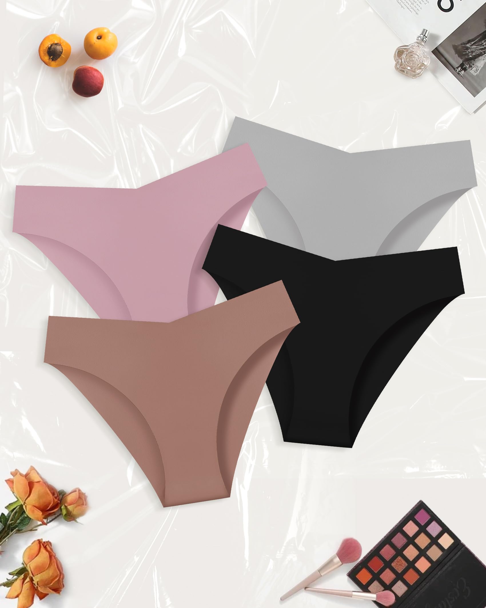 Seamless Cheeky Underwear for Women - Breathable Stretch V-Waist No Show Bikini Panties (6 Pack, S-XL) | Invisible Hipster Underwear for Everyday Comfort & Workout