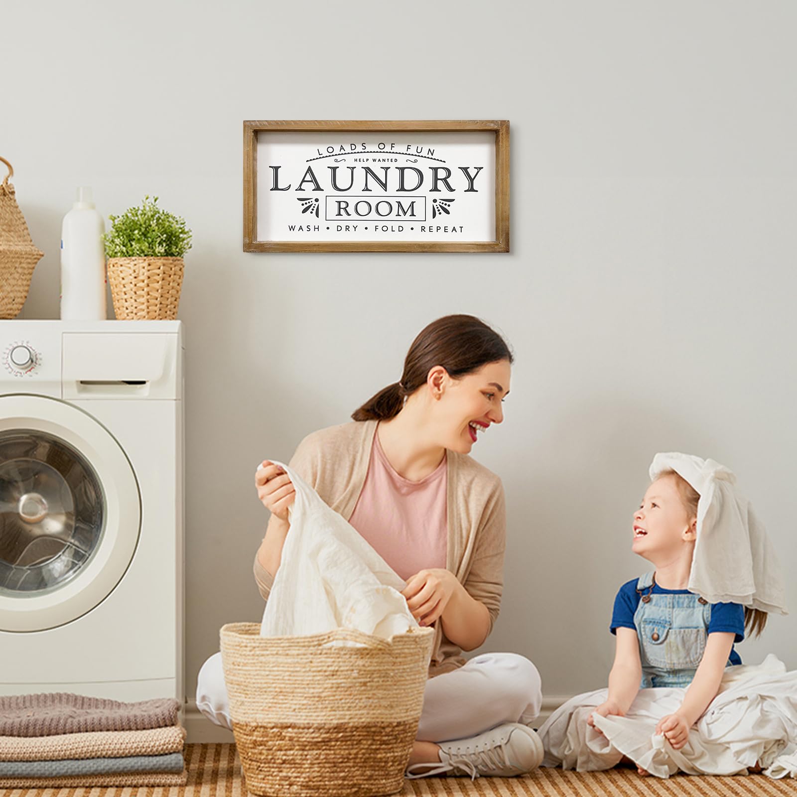 Funny Laundry Room Signs - Wooden Home Decor Wall Art for Laundry Area - Perfect for Laundry Room, Bathroom, or Kitchen Decor