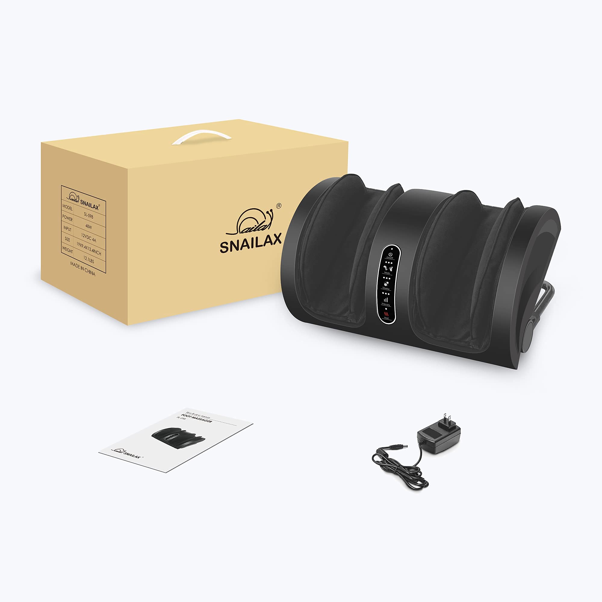 Snailax Shiatsu Foot and Calf Massager with Heat - Relieves Plantar Fasciitis, Neuropathy Pain & Improves Blood Circulation - Perfect for Home, Office Use and Relaxation Gift (Remote Control Not Included)