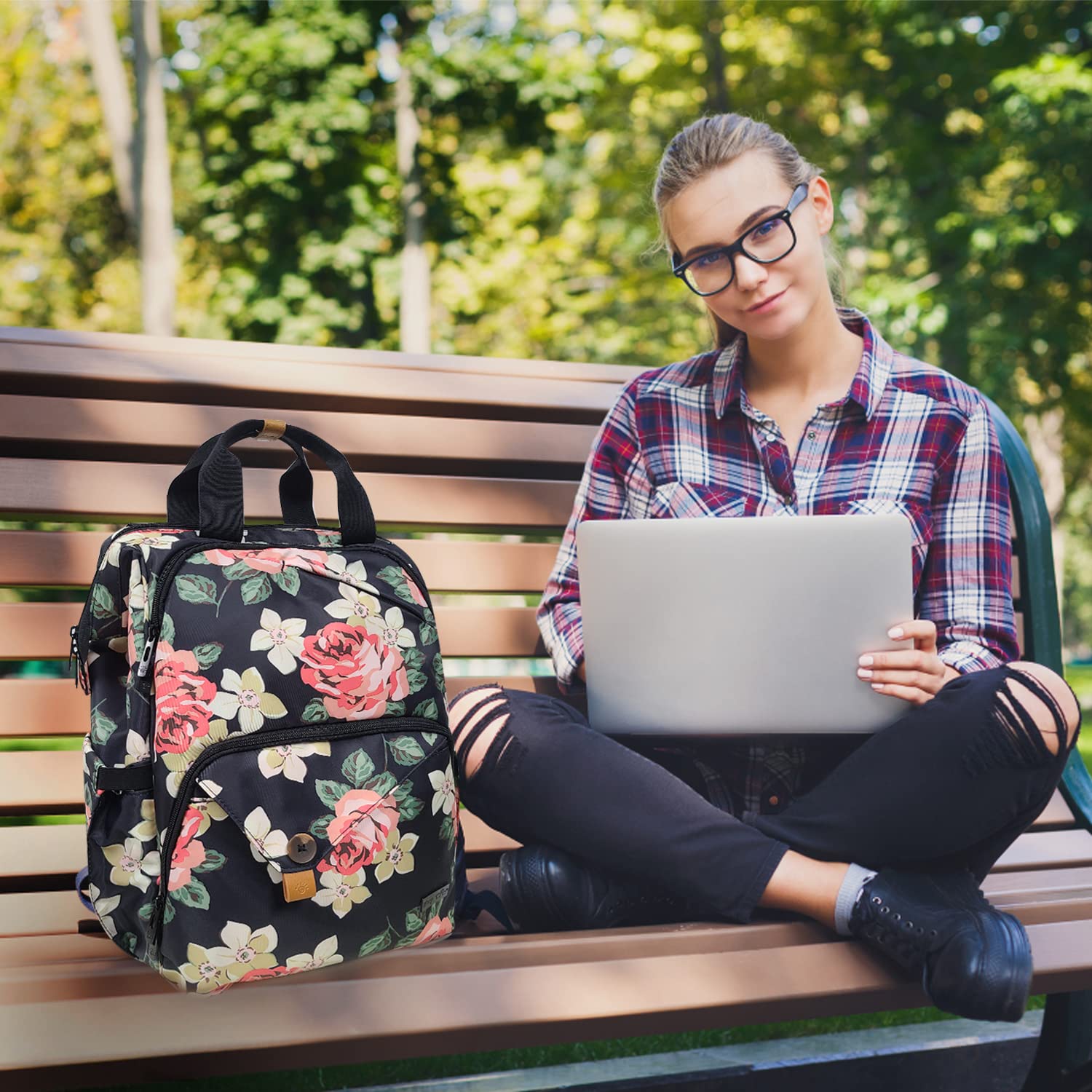 Hap Tim Carry On Backpack for Women - Lightweight Travel Laptop Backpack with USB Charging Port, Water Resistant Work Bag for Nurse, Business, College & Commuting - Perfect Nurses Week Gift (7651-BF)