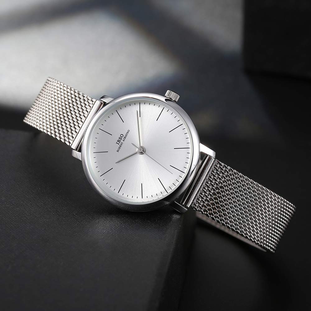 Elegant Women's Stainless Steel Mesh Band Watch - Waterproof Quartz Wristwatch with Unique Design - Perfect for Office, Party & Everyday Wear