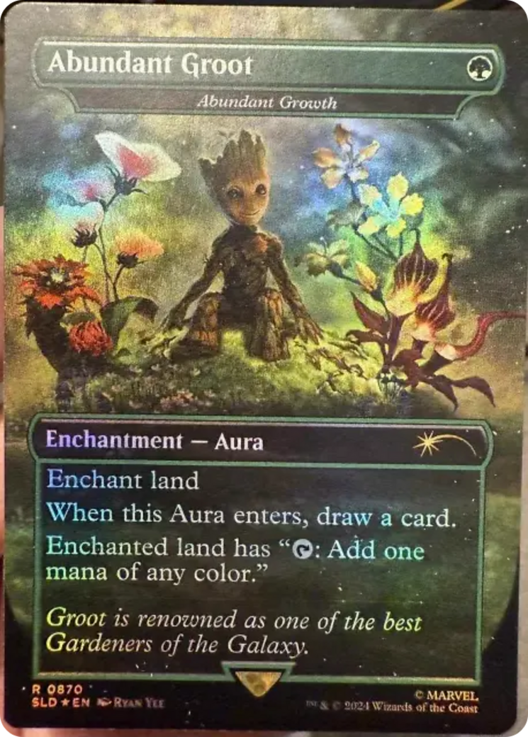 Abundant Groot - Abundant Growth (Rainbow Foil) MTG Secret Lair Drop Series Card - Perfect for Magic: The Gathering Collectors & Deck Builders