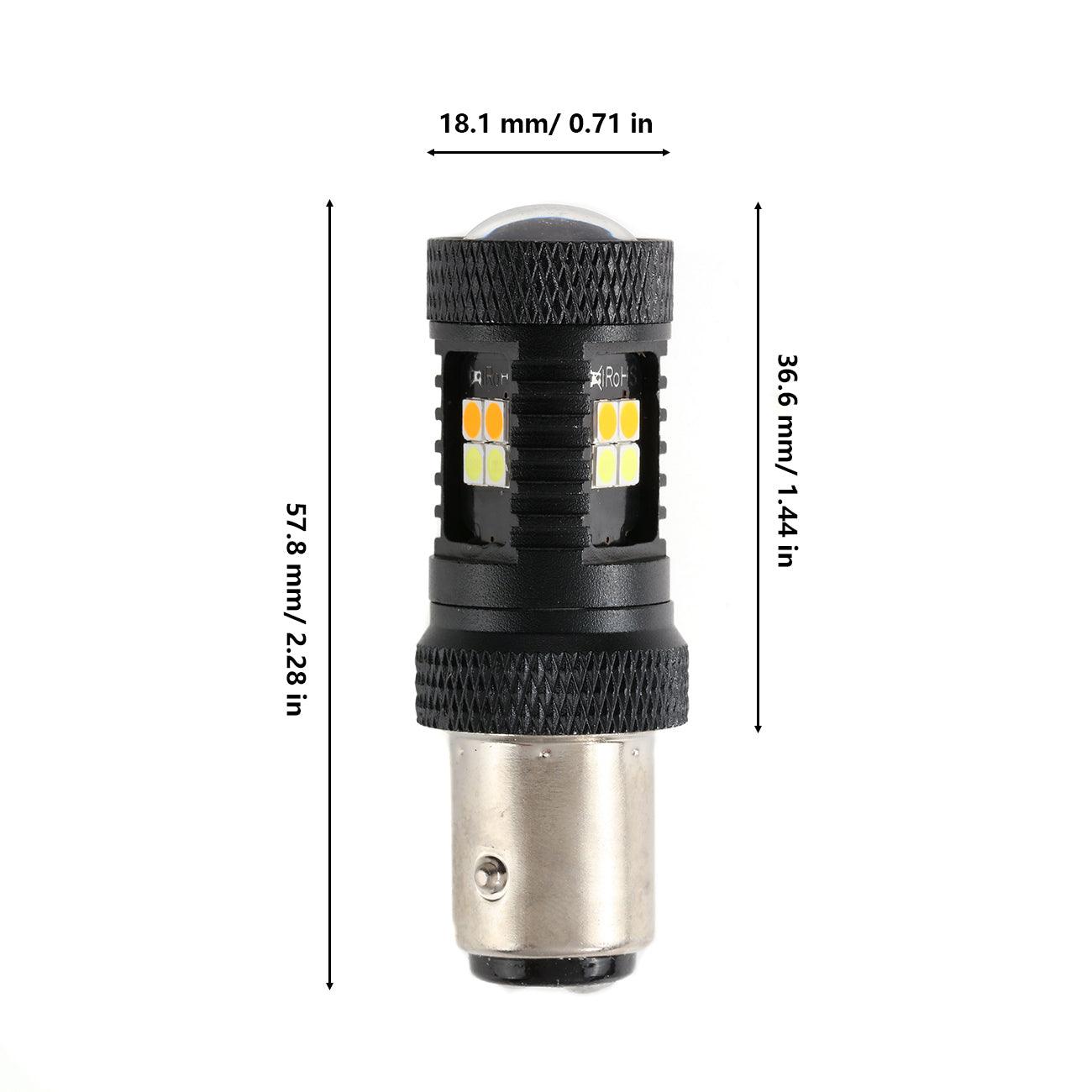 1157 BAY15D LED Bulbs - 300% Brighter Dual Color Switchback (White/Amber) for Front Turn Signal & DRL | 2-Pack | Perfect for Cars, Trucks, SUVs & Motorcycles