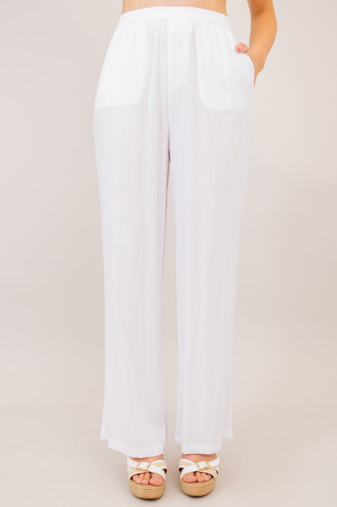 Bella Women's Linen Bamboo Pants - White | Comfortable & Breathable for Summer, Travel & Casual Wear