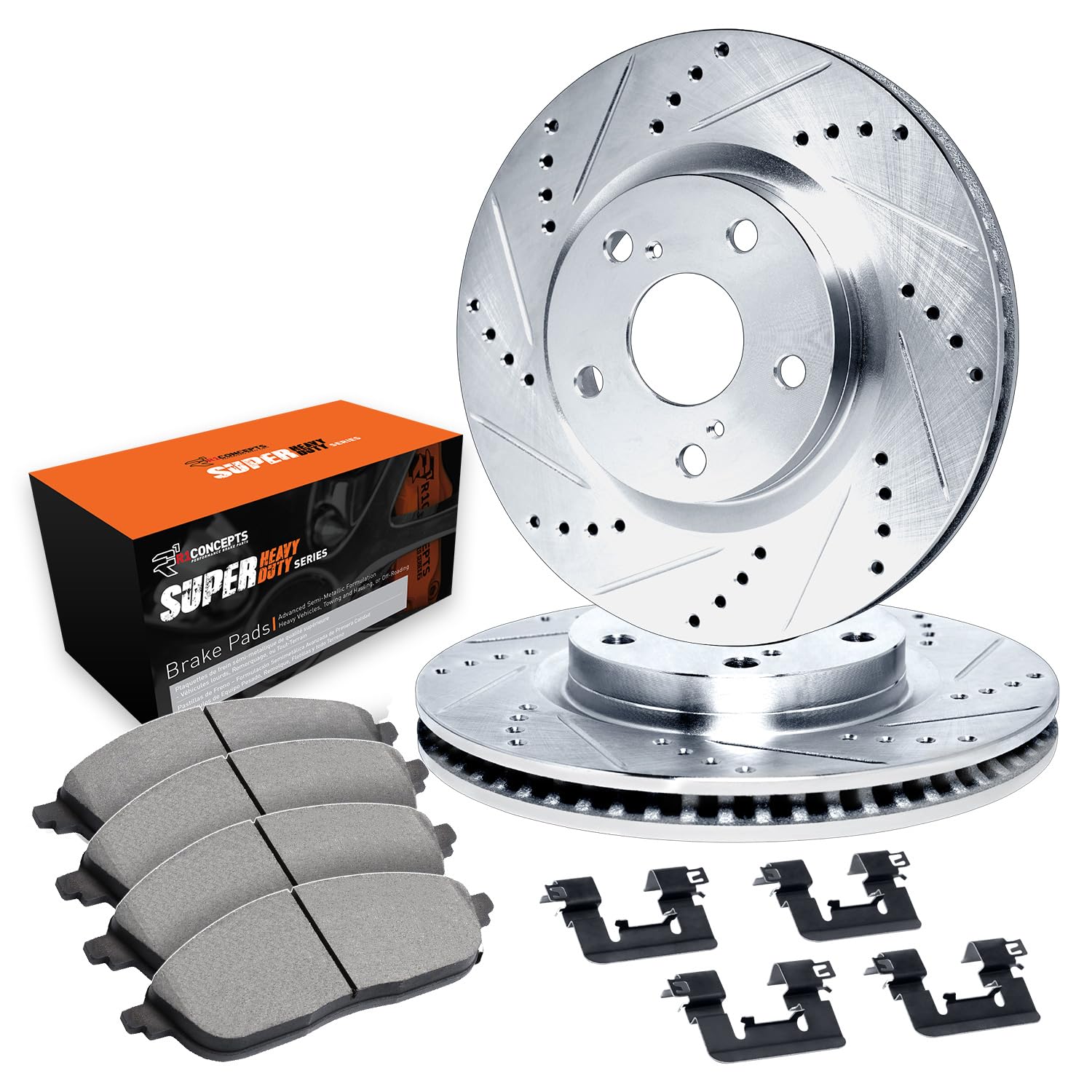 R1 Concepts Rear Brake Pads and Rotors Kit with Hardware - Compatible with 2006-2014 Dodge Charger & 2006-2008 Dodge Magnum | OE Replacement for Smooth Braking Performance | Perfect for Daily Driving and Highway Safety