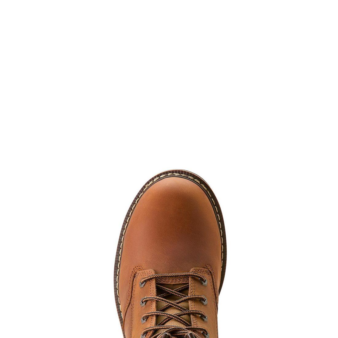 Logger Shock Shield Soft Toe Waterproof Insulated Work Boots - Copper Brown - Durable Winter Boots for Construction, Hiking & Outdoor Activities