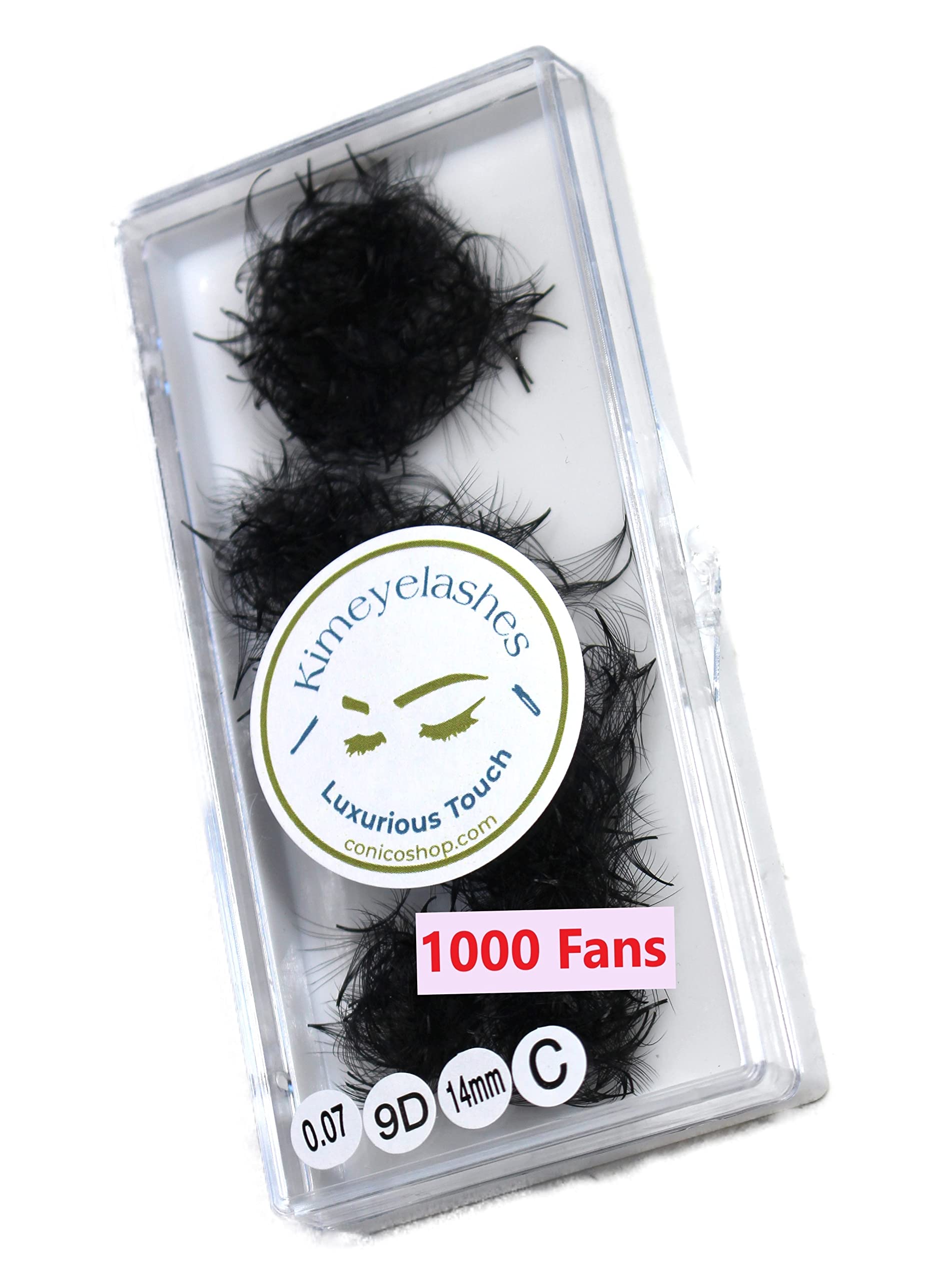 9D 0.07 C & D Curl 1000 Premade Volume Eyelash Fans - Handmade Russian Volume Lash Extensions Supplies (11mm) for Professional Salon & DIY Home Use