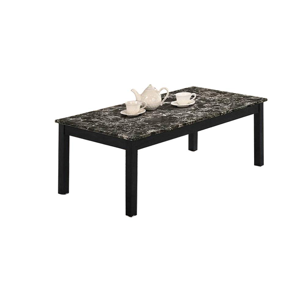 Black Faux Marble Coffee Table Set - 3 Piece Modern Living Room Furniture for Small Spaces | Perfect for Apartments, Condos & Home Decor