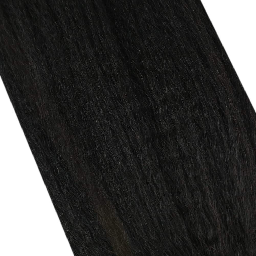 Kinky Straight Human Hair I-Tip Extensions - 100 Strands (1g/Strand) 22 Inch Natural Color Pre-Bonded Hair Extensions for Black Women | Perfect for Protective Styling, Weddings & Everyday Glam